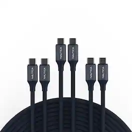 Nautica - Turan CB530 USB C to USB C Cable 60W PD Fast Charging 3 Pack, 4ft Cable for iPhone 17/16/15, Samsung, MacBook - Navy