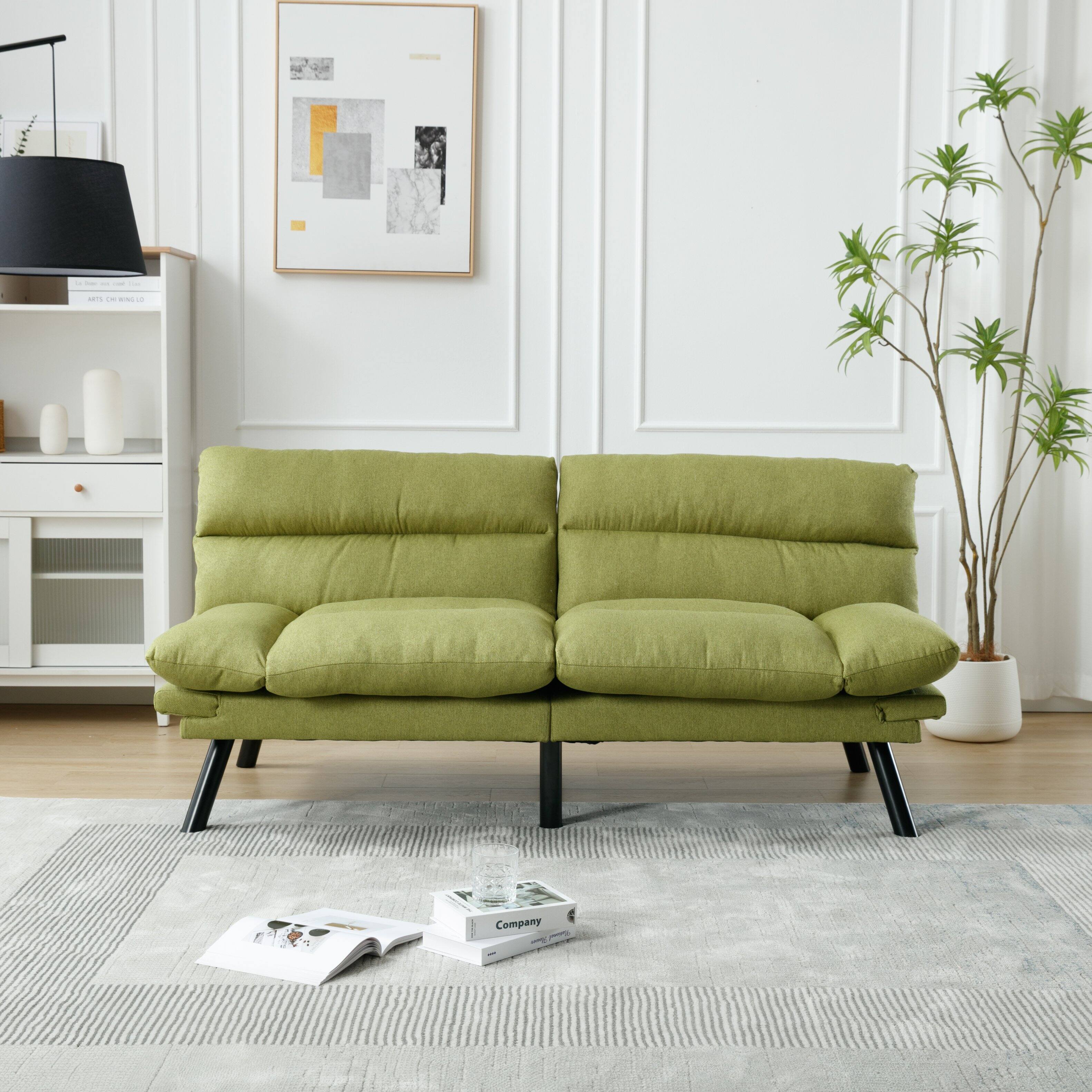 Angle. Tiramisubest - Bedroom furniture,Living room furniture,sofa with thick cushion,Sofa bed,Sleeper sofa with metal feet,Green - Green.