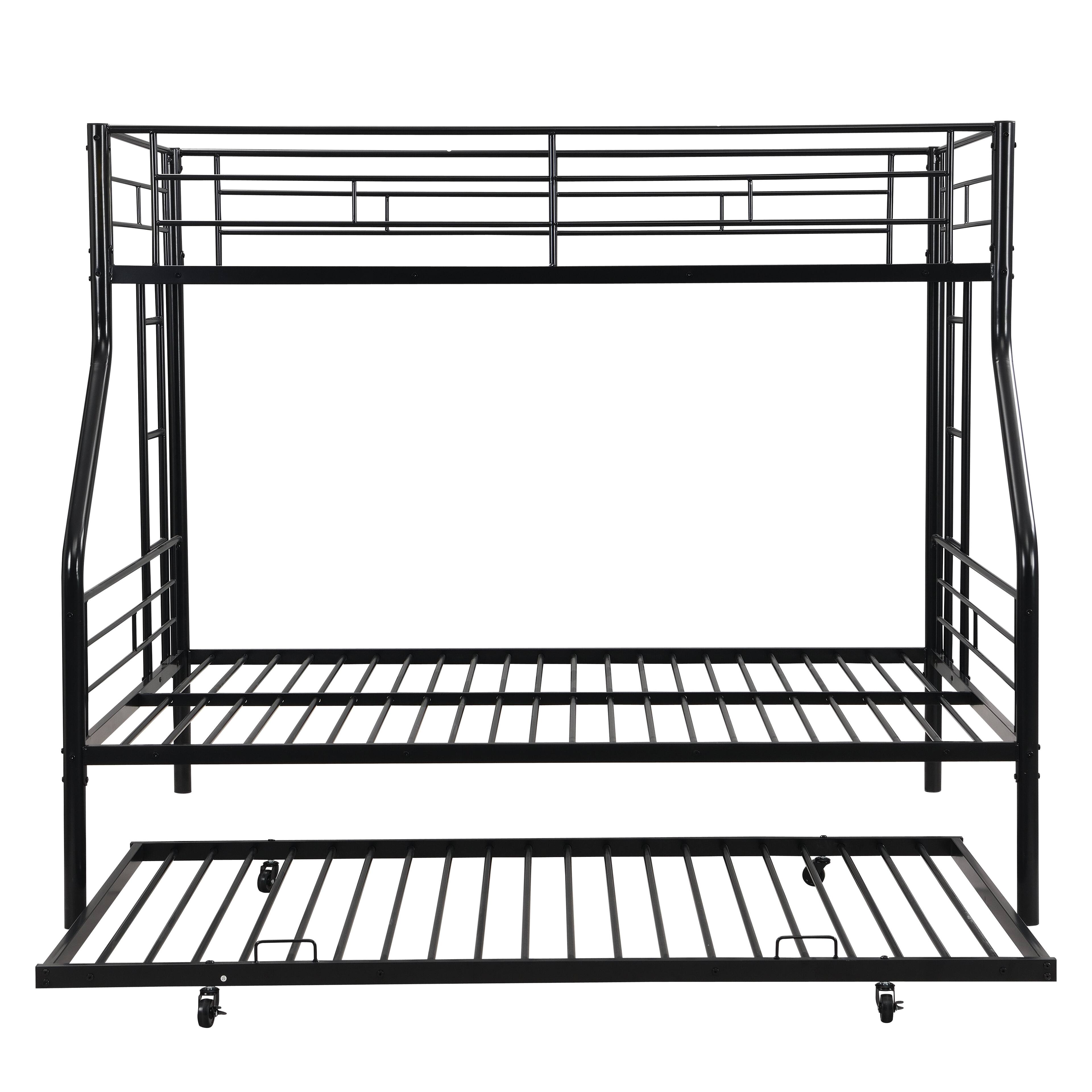 Alt View 5. Boyel Living - Twin Over Full Metal Bunk Bed with Trundle – No Box Spring Needed, Easy Assembly - Black.