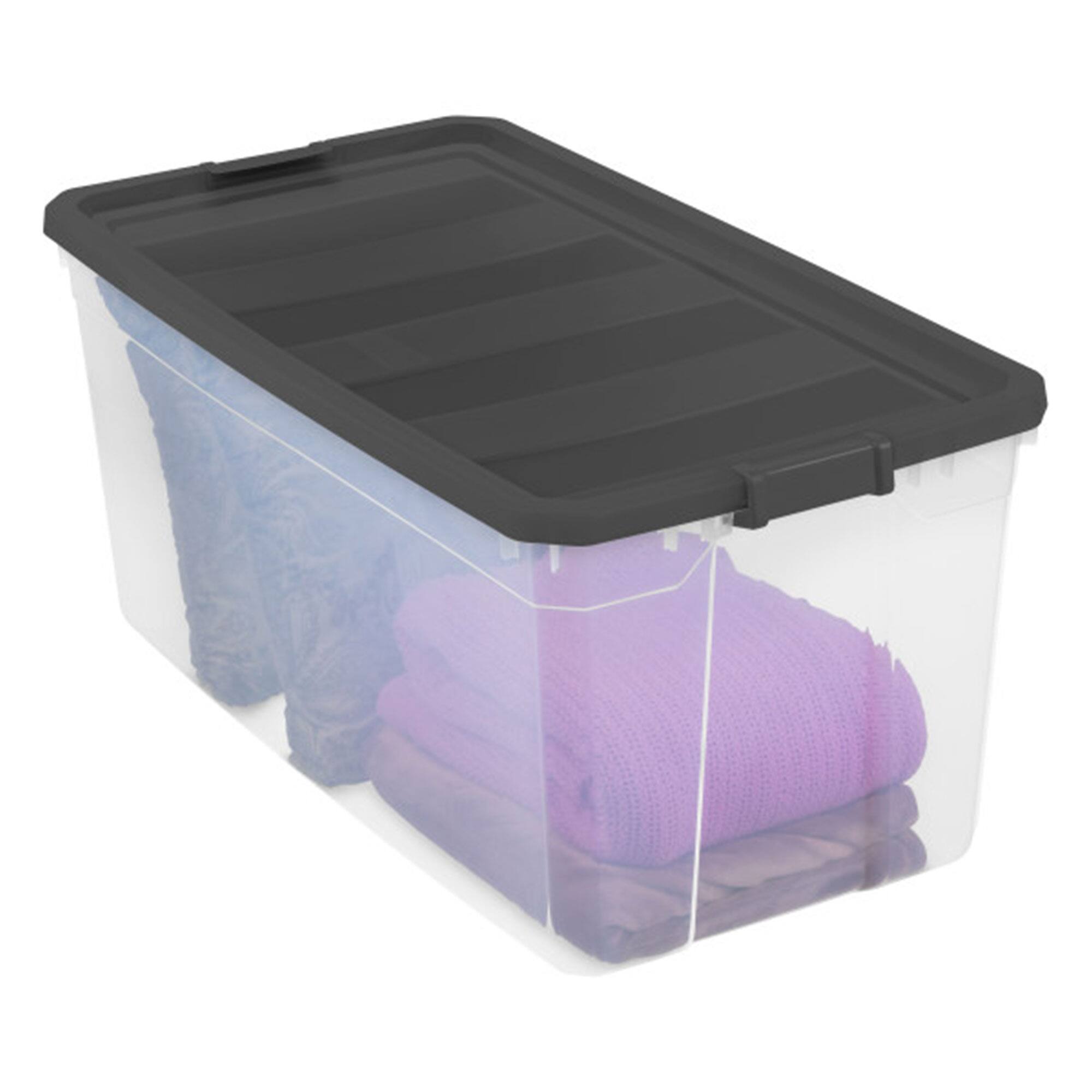 Alt View 5. Sterilite - Sterilite 200 Qt Clear Stackable Latching Storage Box Container, Grey, 12 Pack.