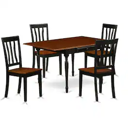 East West Furniture - Dining Room Set Black & Cherry - Brown