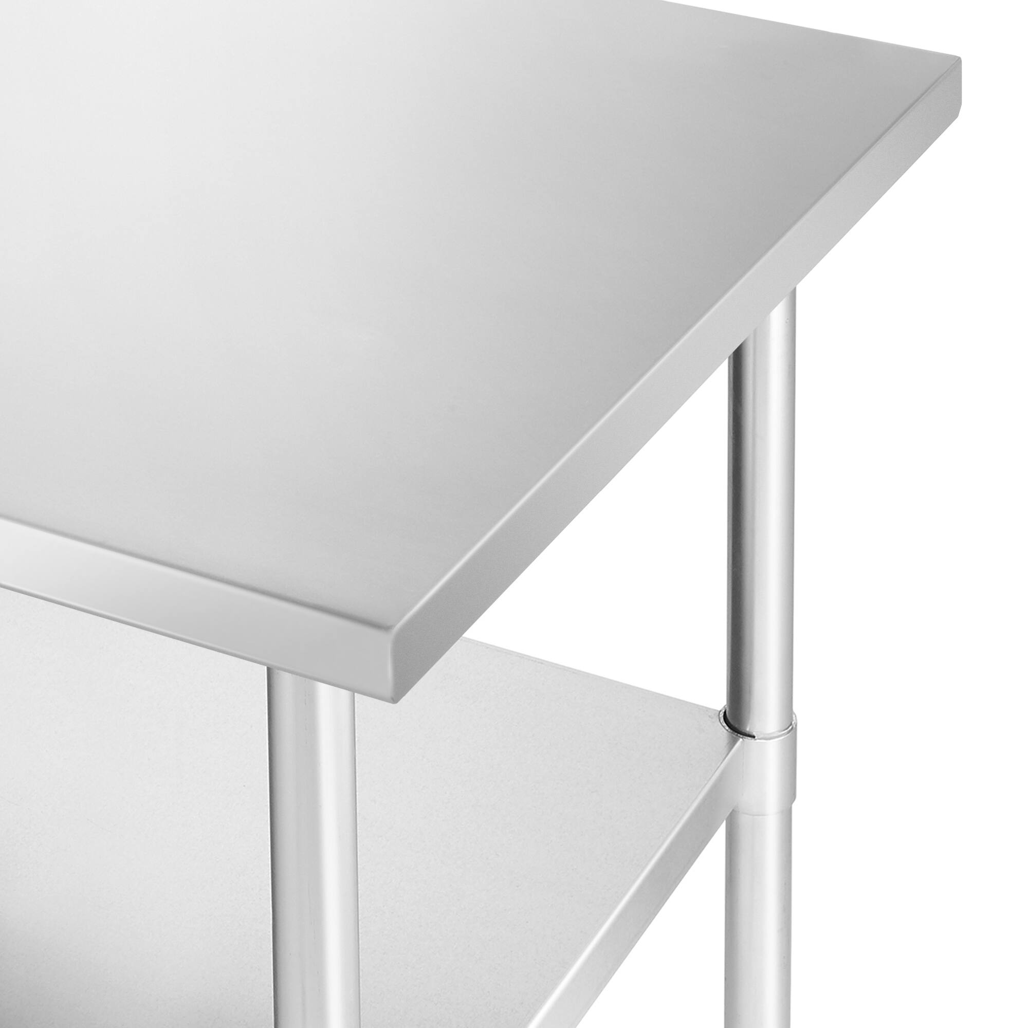 Alt View 2. KUTLER - NSF Commercial Stainless Steel Prep and Work Table with Wheels - Silver.