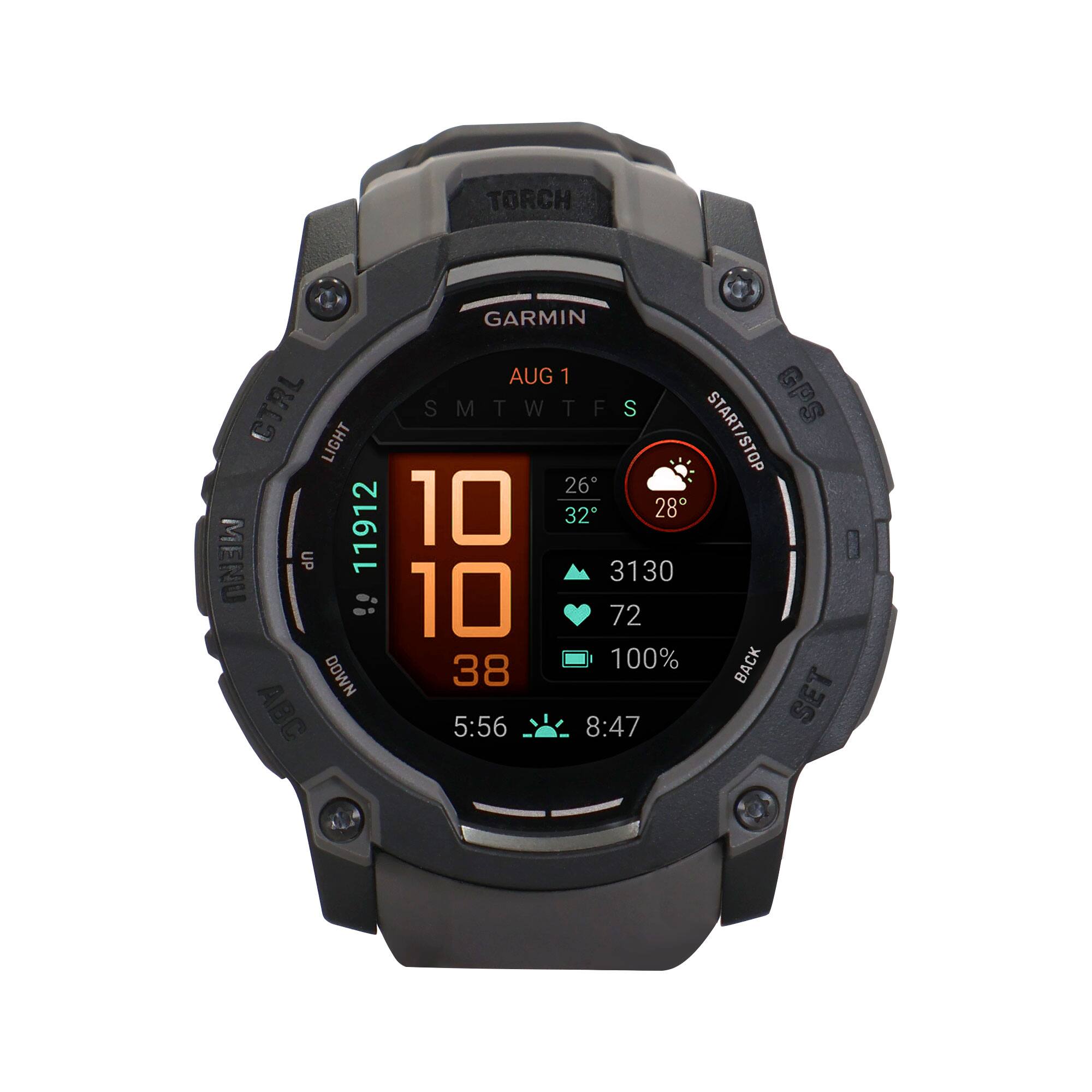 TORCH  
GARMIN  
AUG 1  
CTRL  
SMTWTFS  
GPS  
dF  
LIGHT  
START/STOP  
26 10 32 28  
MENU UP  
11912  
3130 10 72 100%  
BACK DOWN  
38  
ABC  
5:56 8:47  
SET