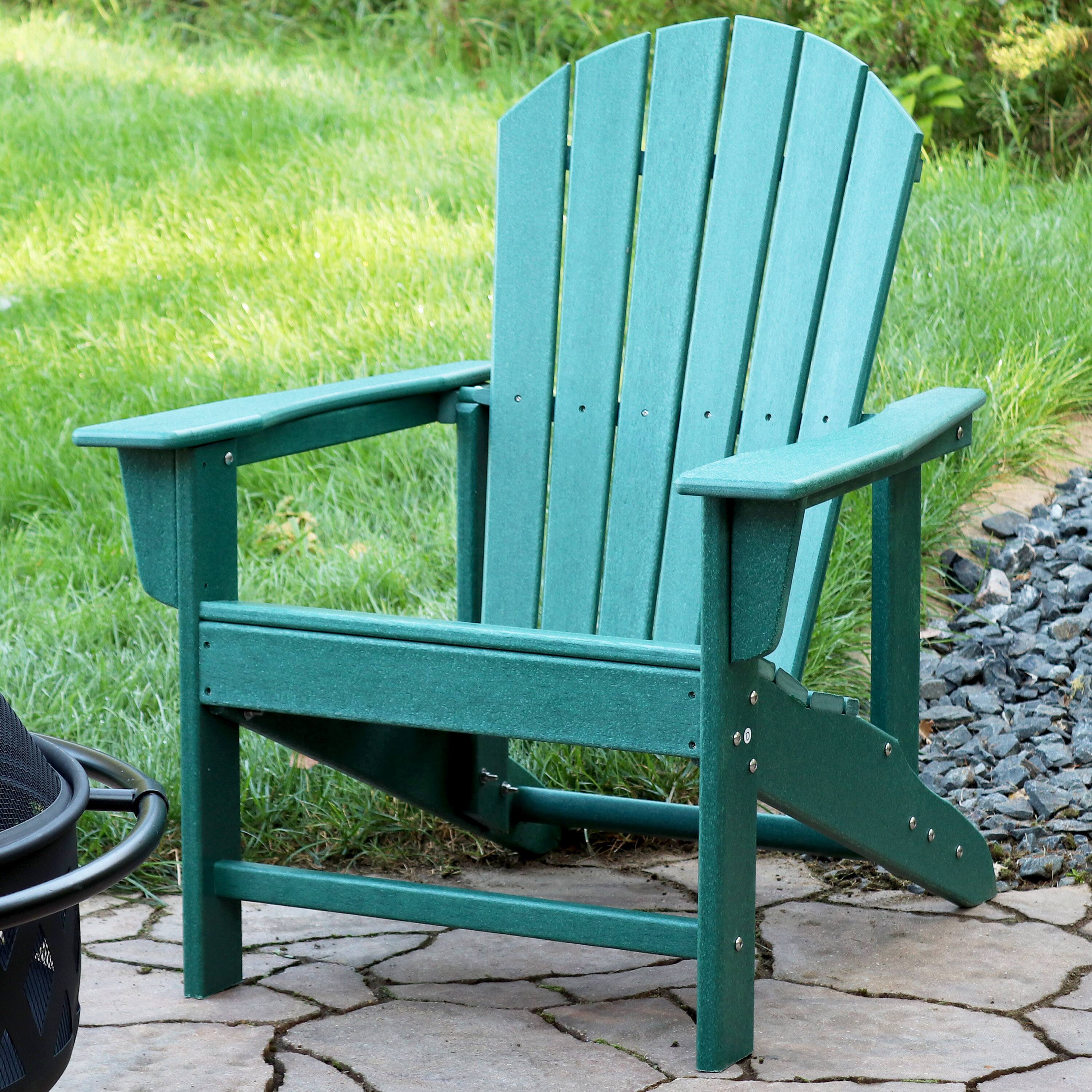 Alt View 3. Sunnydaze - Upright HDPE Raised Outdoor Adirondack Chair - Green.