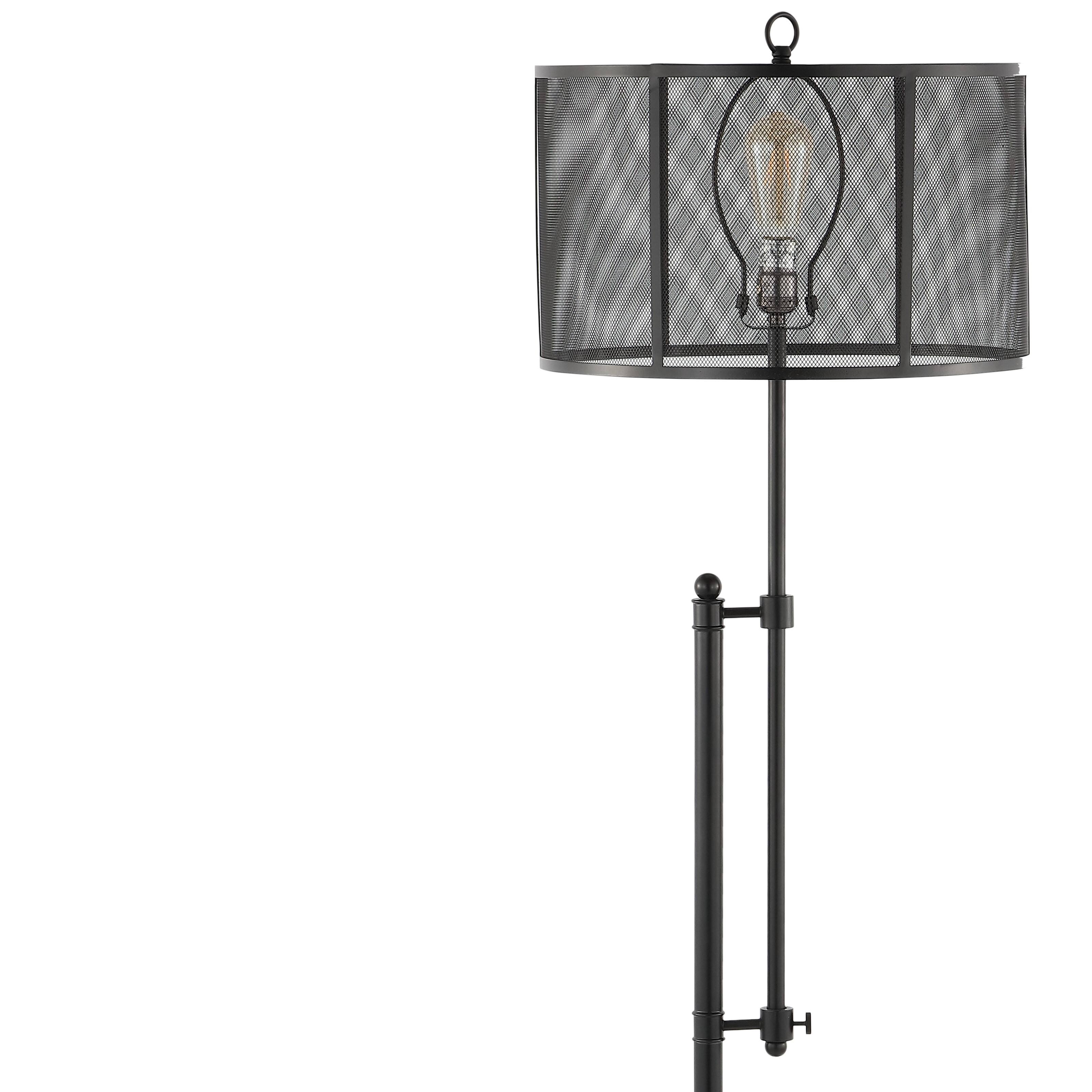 Alt View 4. Jonathan Y - Noah 64.5" Modern Industrial Iron Height-Adjustable LED Floor Lamp, Black - Black.