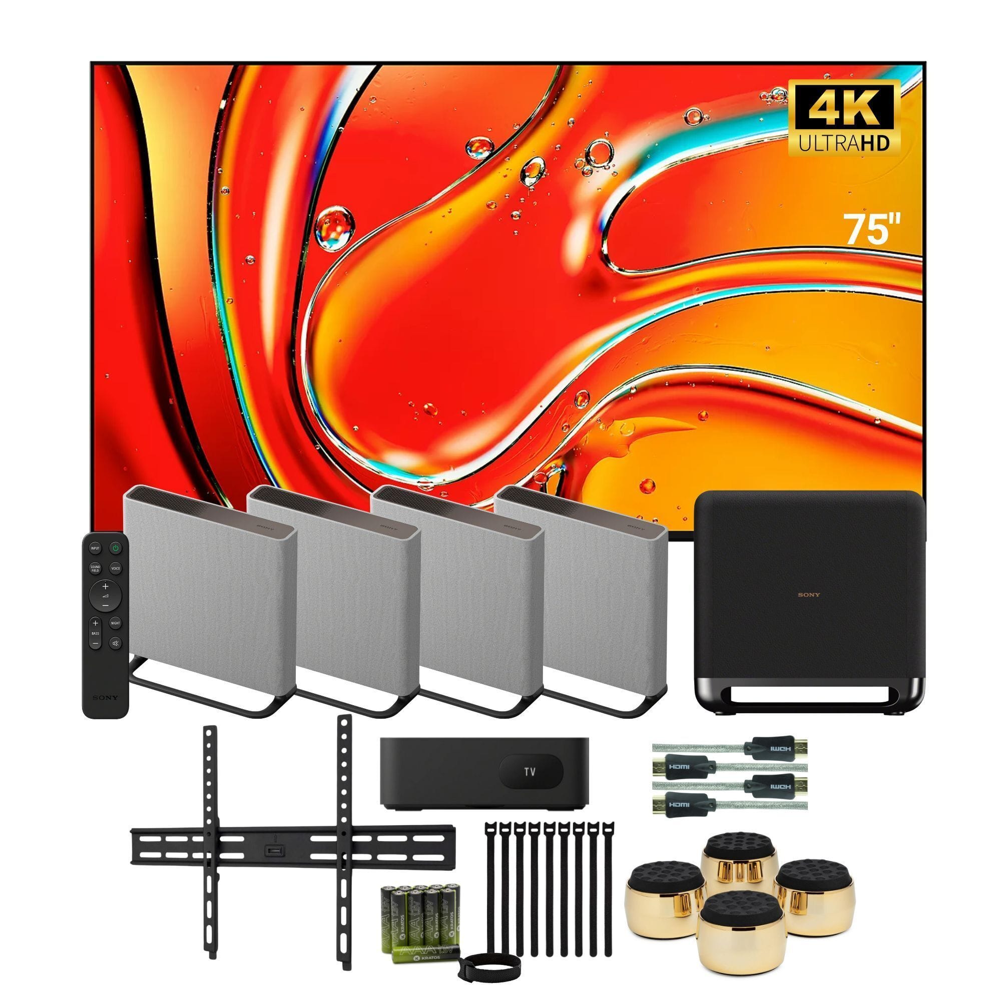 BRAVIA 7 75" 4K HDR Smart QLED Mini-LED TV (K-75XR70) with Sony BRAVIA Theater Quad and Sony SASW5 300W