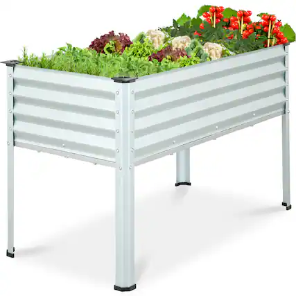 Front. Best Choice Products - Best Choice Products 48x24x30in Elevated Galvanized Metal Garden Bed w/ Corner Protectors - Silver - Silver.