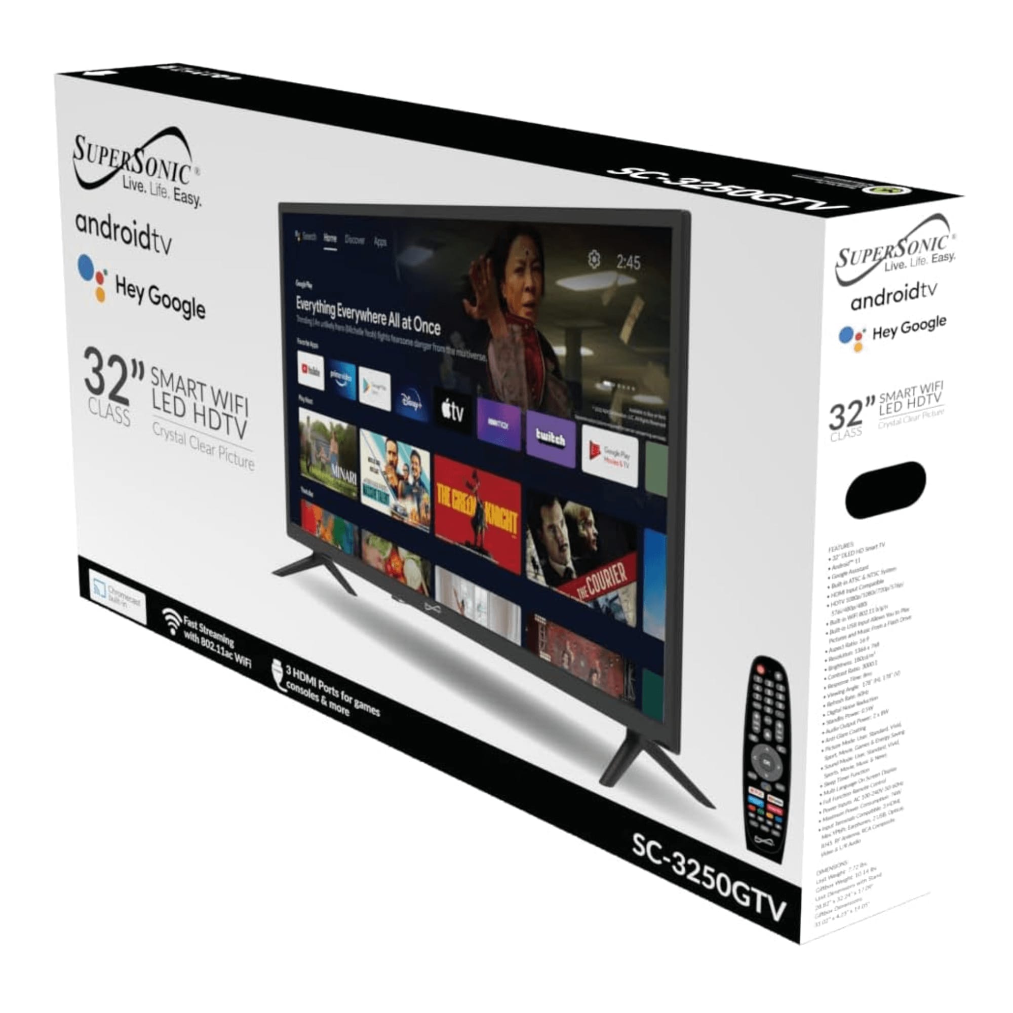 Supersonic Smart 32 inch FHD DLED TV with Google Assistant SC