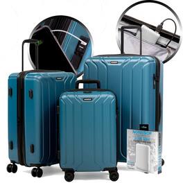 Nonstop - New York 3 Piece Set (20" 24" 28") 4-Wheel Luggage Set + PowerBank & 3 packing cubes - Teal