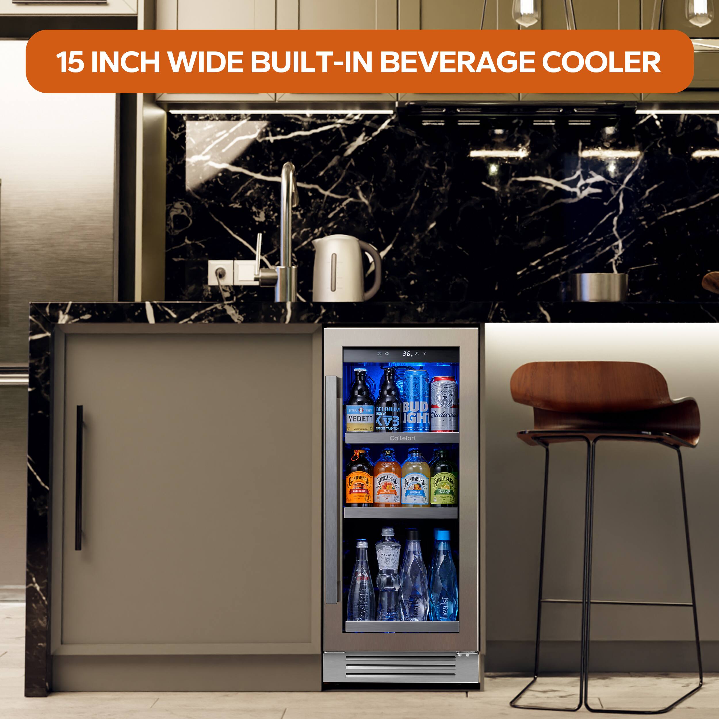 15 INCH WIDE BUILT-IN BEVERAGE COOLER