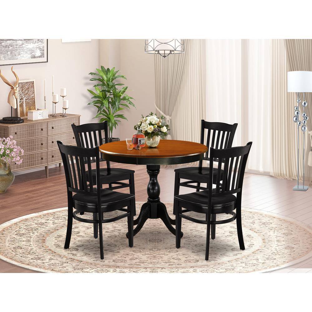 Angle. East West Furniture - East West Furniture 5-Piece Modern Dining Table Set Contains a Wooden Kitchen Table and 4 Kitchen Chairs with Slatted - Multi-Color.
