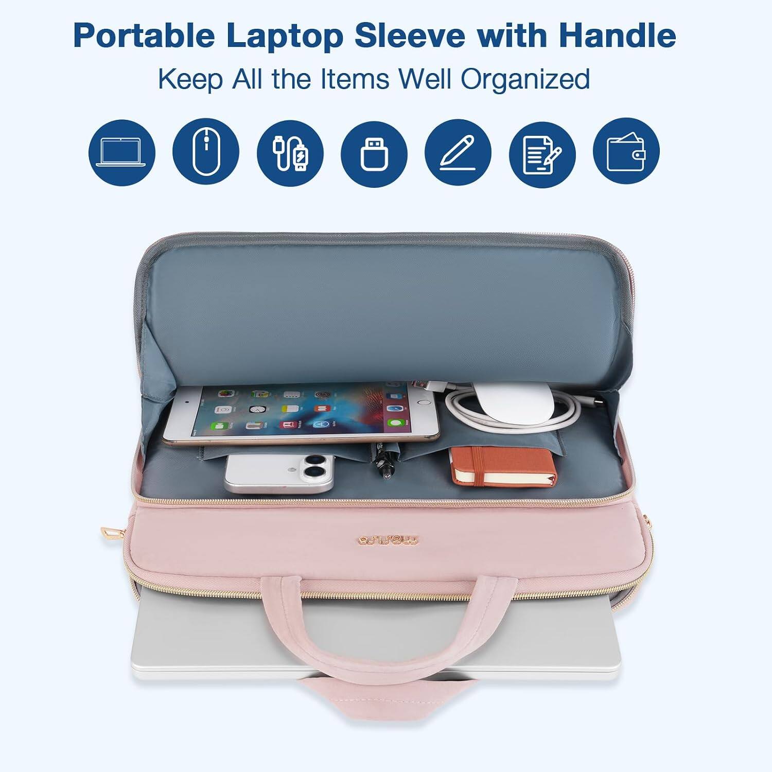 Portable Laptop Sleeve with Handle  
Keep All the Items Well Organized