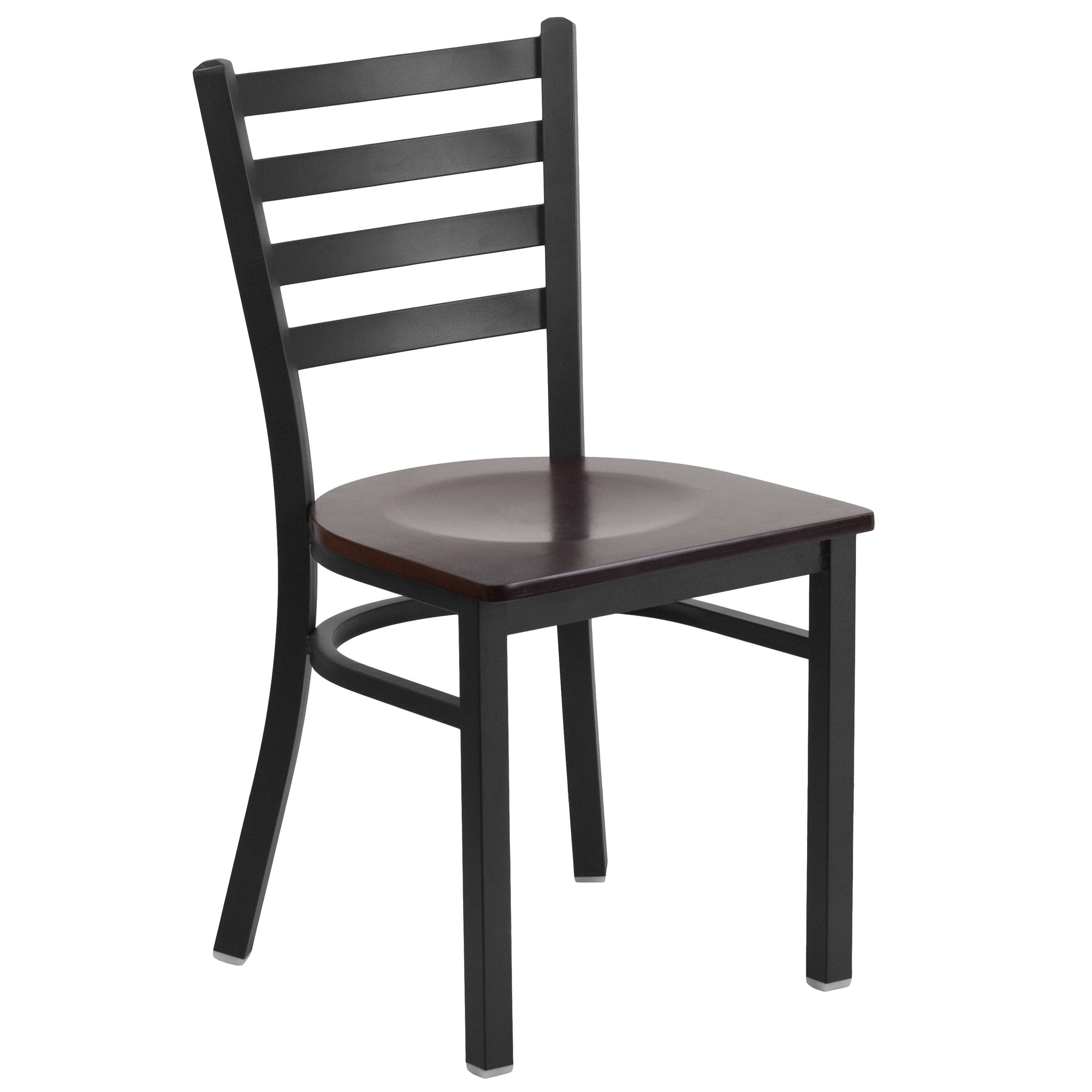 Walnut Wood Seat/Black Metal Frame