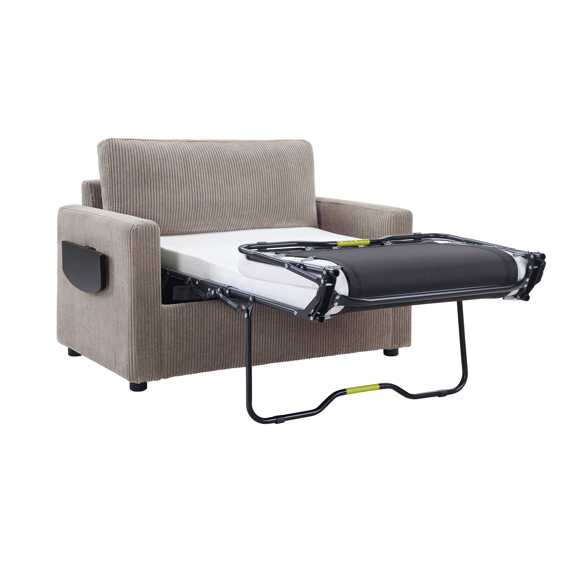 Alt View 10. Tiramisubest - Twin Size Sofa Bed Loveseat Sofa with Foldable Mattress,Side Table,Storage Pocket and USB Ports for Living Room,Brown - Grey+Brown.