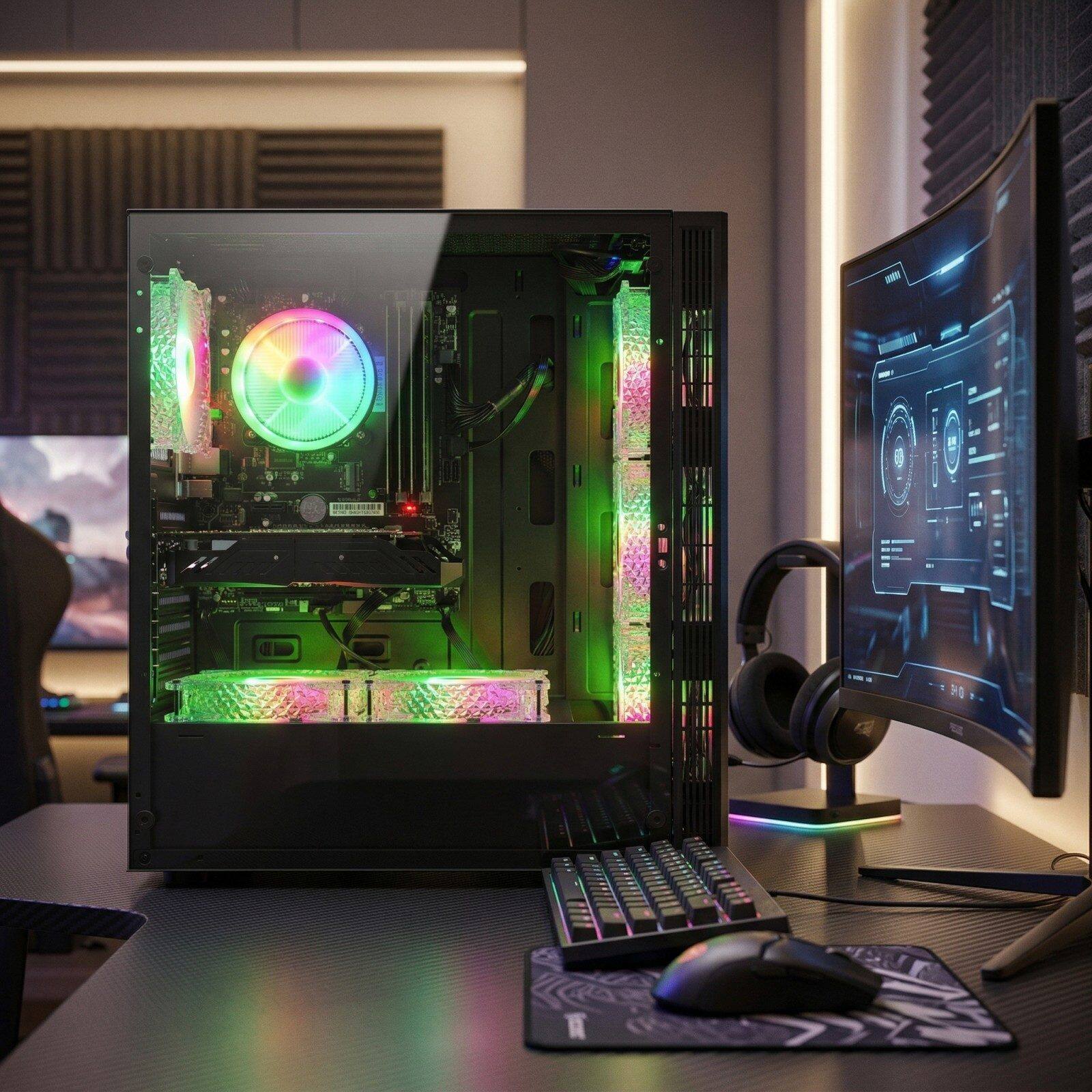 Alt View 1. STGAubron - STGAubron Gaming PC Desktop Computer, Intel Core i7 up to 3.9GHz, GeForce RTX 3050 6G, 32GB RAM, 1TB SSD, WiFi 6, Win11H - Black.