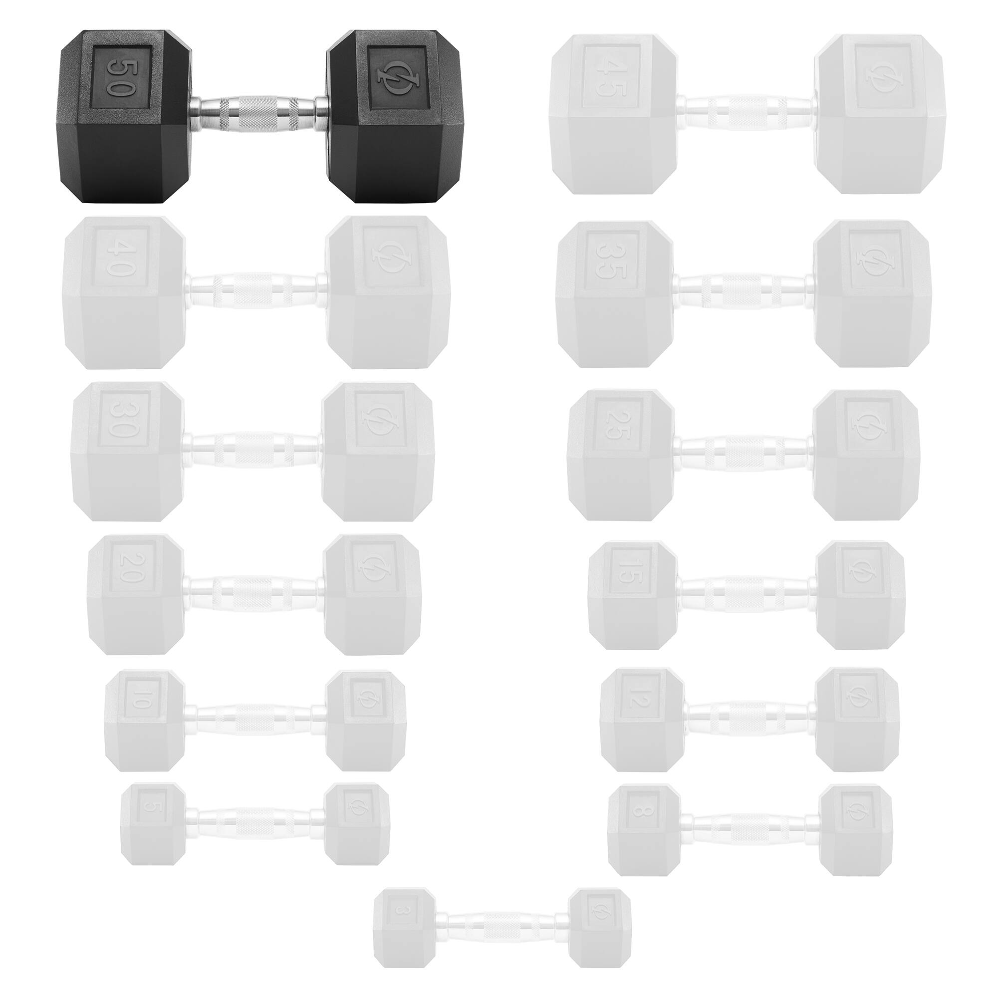 Alt View 3. Philosophy Gym - Rubber Coated Hex Dumbbell - Cast Iron Hand Weights - 25-lbto 50 Pound - Black.