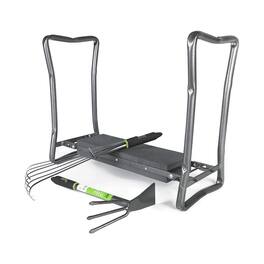 Yard Butler - Garden Kneeler Bundle - 2-in-1 Kneeler & Seat Combo with Terra Rake & Terra Tiller, Portable IGKB-1