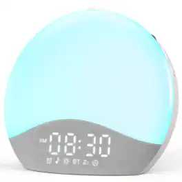 Ecozy - Sunrise Alarm Clock, White Noise Sound Machine, Upgraded Backlit Buttons for Bedrooms, 26 Soothing Sounds - Gray