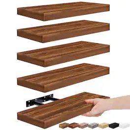 Sorbus - Floating Shelves for Wall, Bathroom Shelves Wall Mounted for Kitchen, Bedroom, Living Room, Bathroom - Walnut