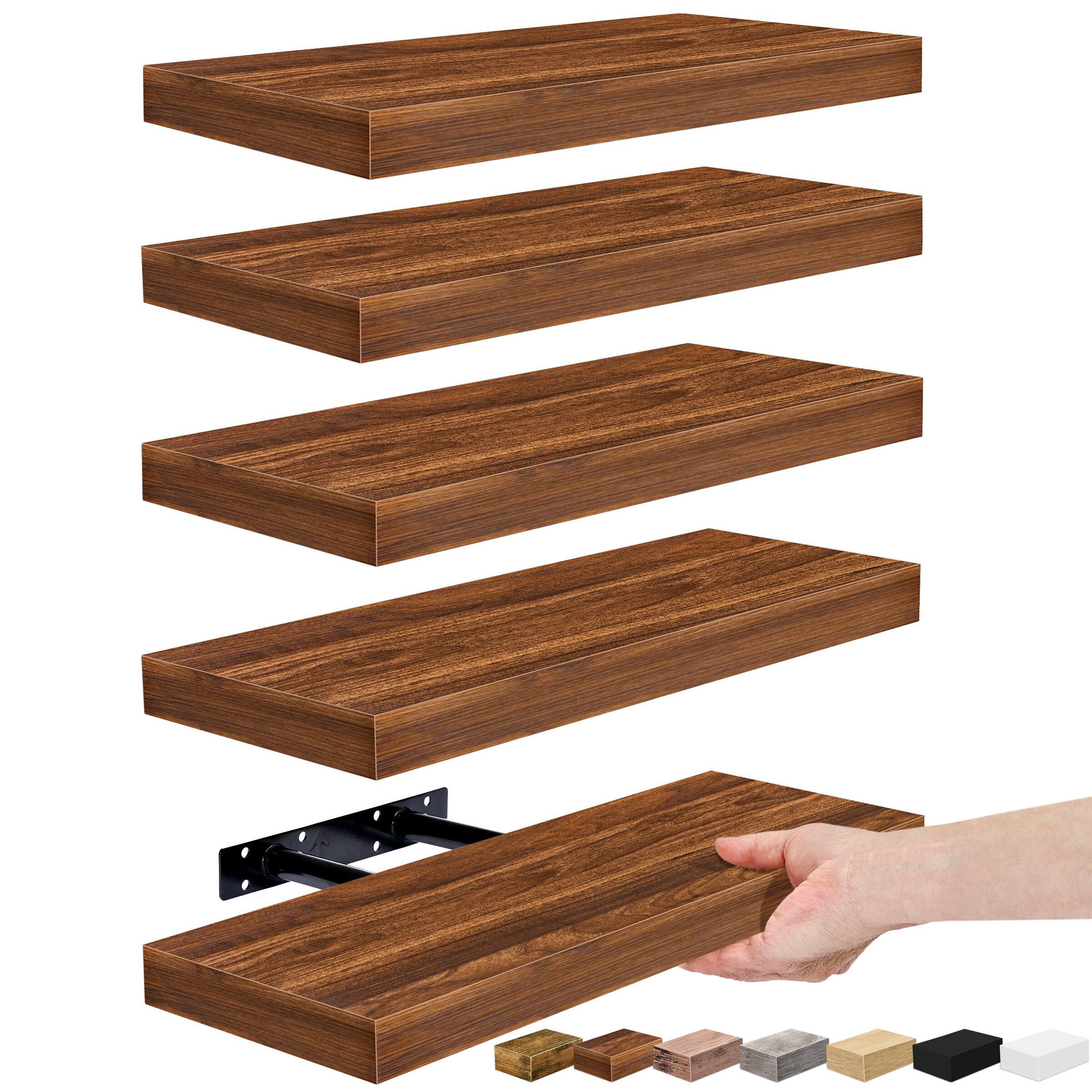 Sorbus - Floating Shelves for Wall, Bathroom Shelves Wall Mounted for Kitchen, Bedroom, Living Room, Bathroom - Walnut