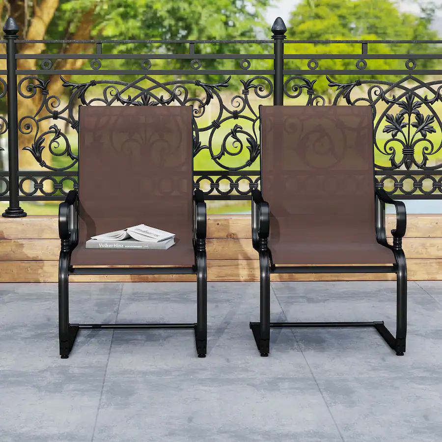 Gray Spring Chair Gymax Patio Dining Chairs Set of 4 C Spring Motion Patio Chairs w ...