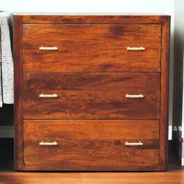 Artisan Furniture - Solid Wood Luca Chest of Drawers, 3 Drawers - Brown