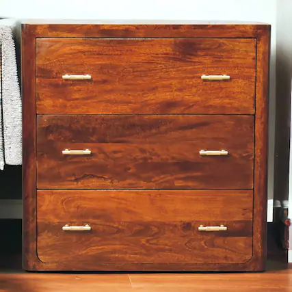 Front. Artisan Furniture - Artisan Furniture Solid Wood Luca Chest of Drawers, 3 Drawers, Brown - Brown.