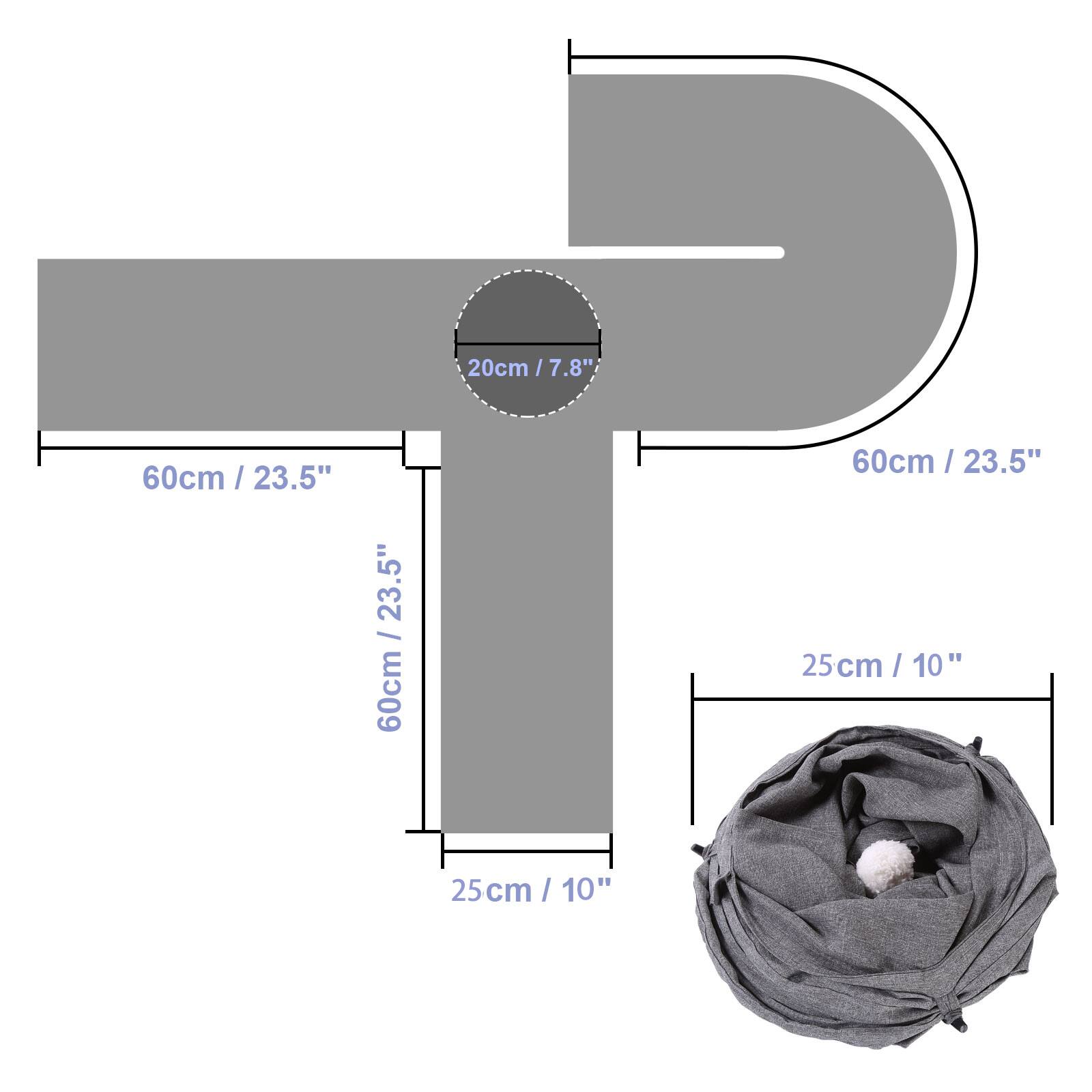 20cm / 7.8", 60cm / 23.5", 60cm / 23.5", 60cm / 23.5", 25cm / 10", 25cm / 10"