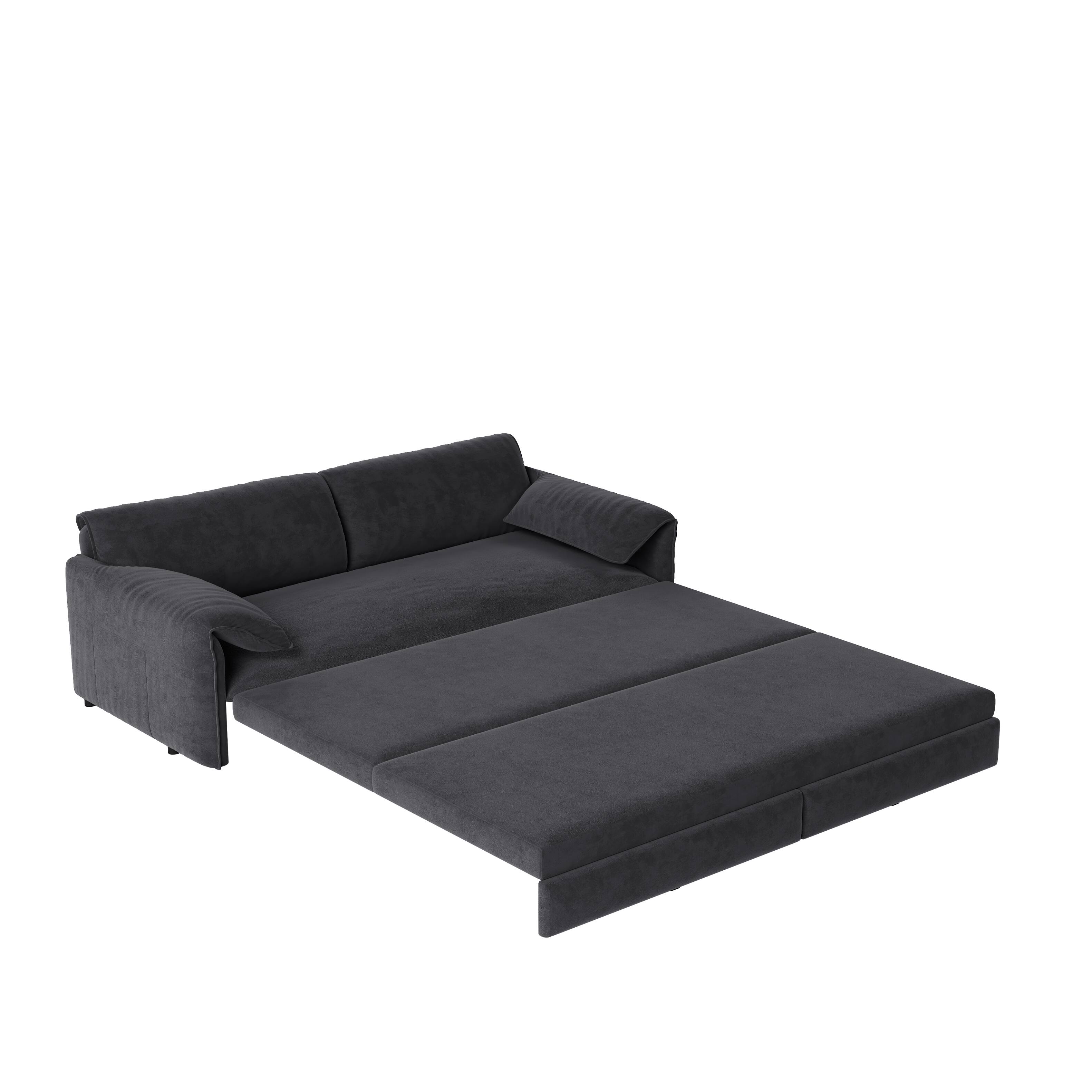 Alt View 9. Tiramisubest - Queen Pull Out Sofa Bed,3-in-1 Convertible Sleeper Sofa with Side Storage,Velvet Loveseat for Living Room,Office,Gray - Grey.