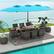 Alt View 4. Costway - 10 Pieces Patio Wicker Dining Set with Double-Sided Patio Umbrella 8 Armchairs - Turquoise,,Mix Brown.