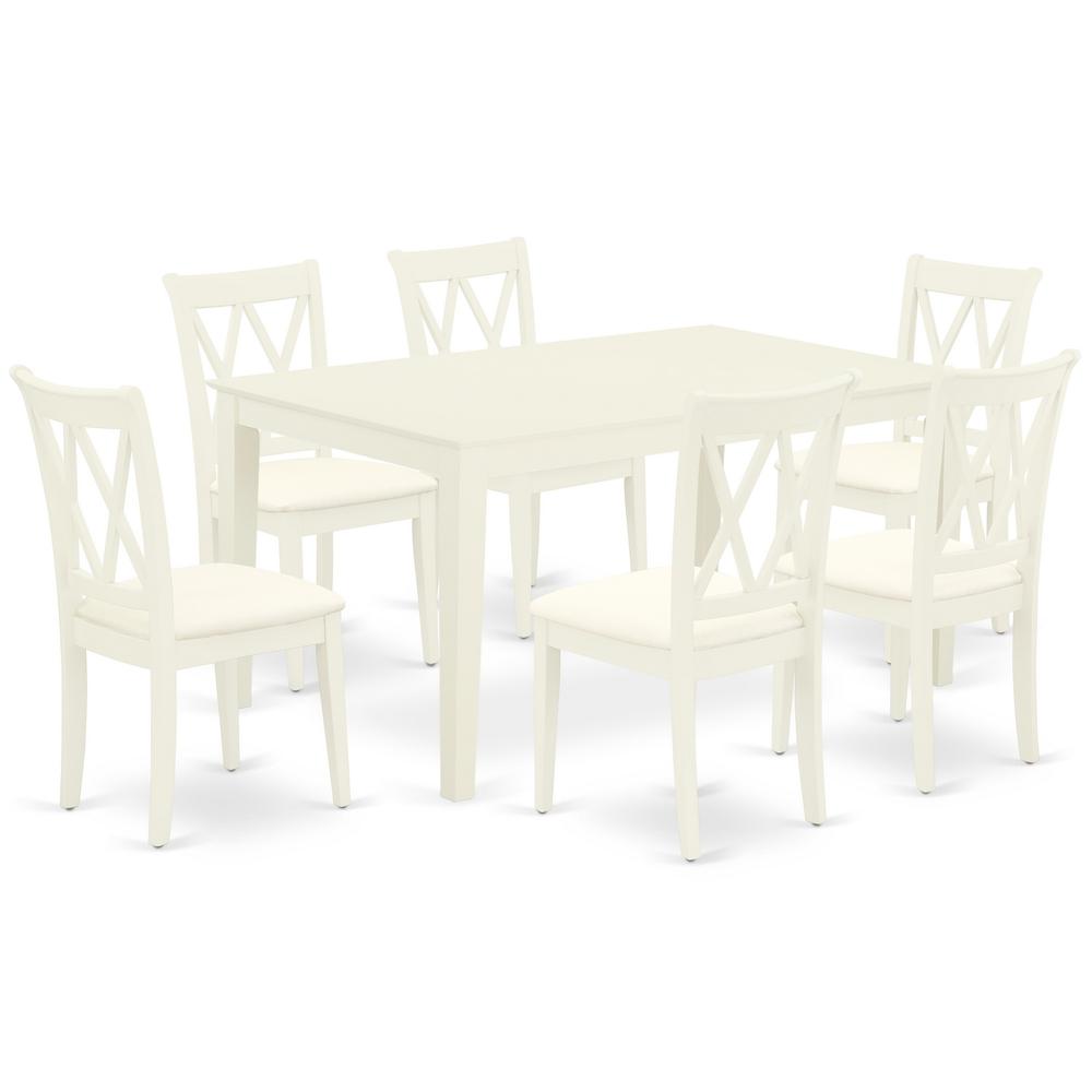 Back. East West Furniture - Dining Room Set Linen White - Brown.
