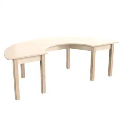 Front. Flash Furniture - Bright Beginnings Commercial Grade Wooden Half Circle Preschool Classroom Activity Table, (29.5"W x 59"D x 18"H), Beech - Natural.