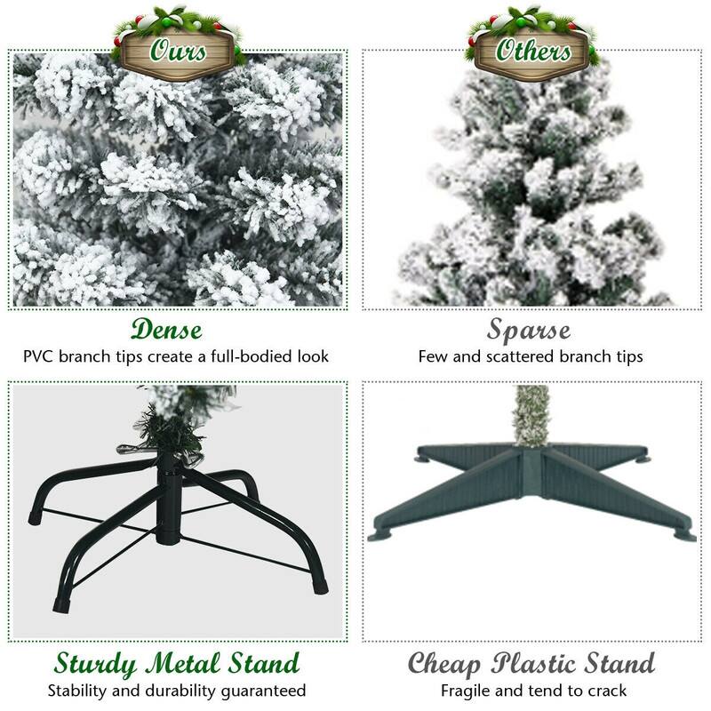 Ours  
Others  

Dense  
PVC branch tips create a full-bodied look  

Sparse  
Few and scattered branch tips  

Sturdy Metal Stand  
Stability and durability guaranteed  

Cheap Plastic Stand  
Fragile and tend to crack