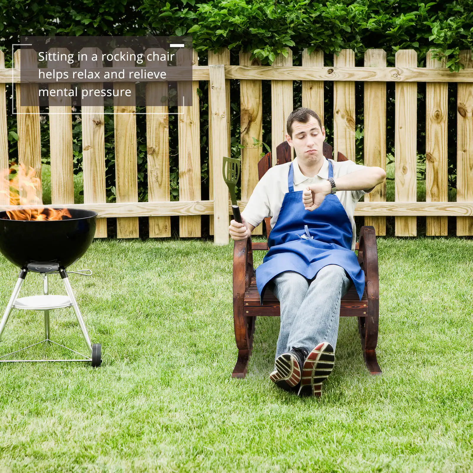 Sitting in a rocking chair helps relax and relieve mental pressure