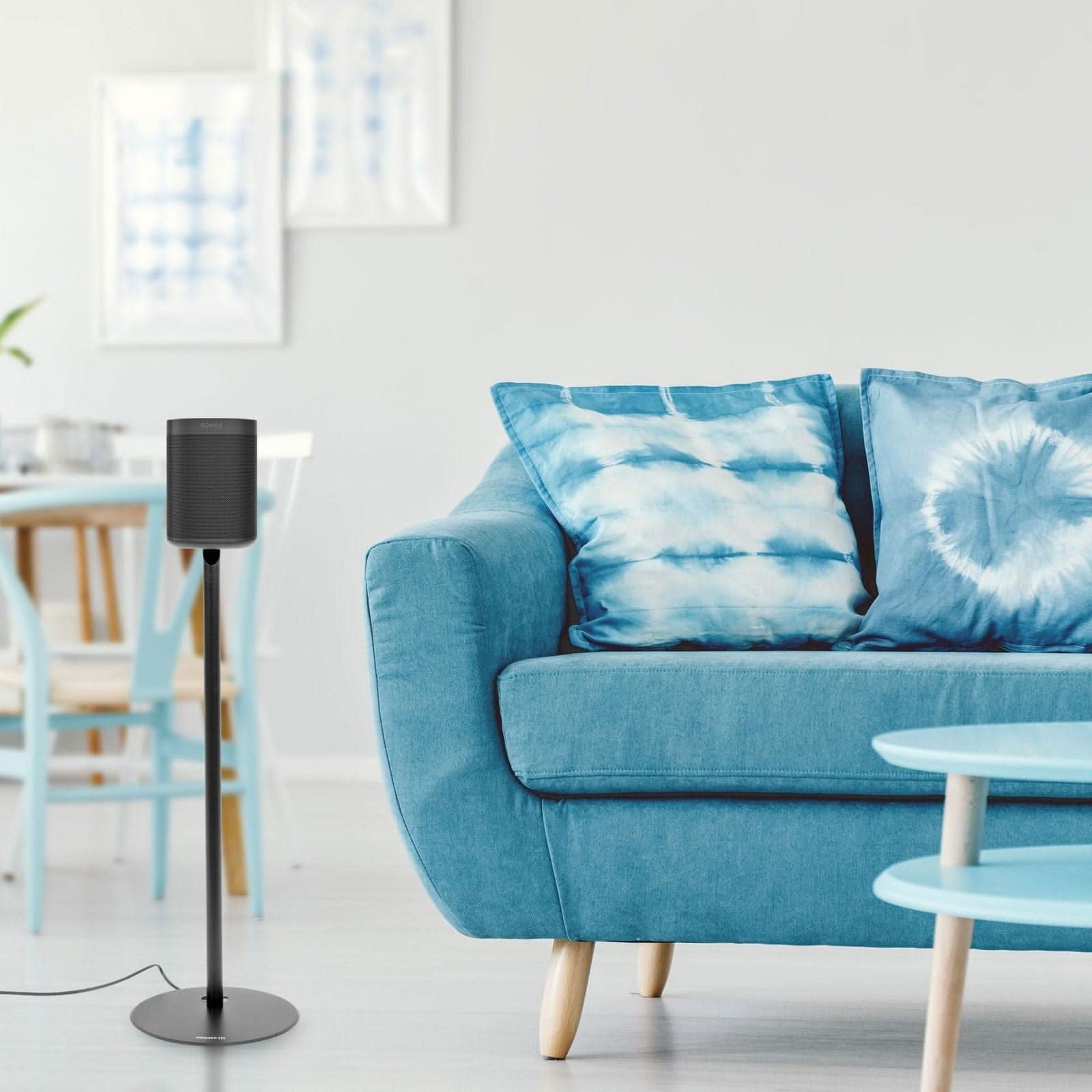 Alt View 4. Mount-It! - Speaker Floor Stand for Sonos One with Adjustable Height & Stable Base for Home or Office - Black.