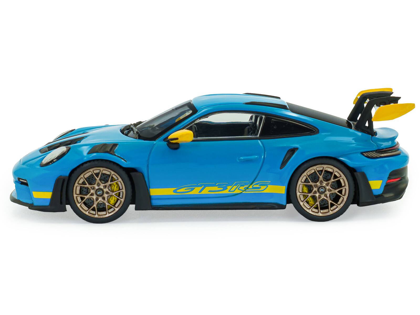 Alt View 1. Solido - 2023 Porsche 911 (992) GT3 RS "Tribute to 24 Hours of Daytona 2003" Riviera Blue with Yellow 1/43 Model Car by Solido.