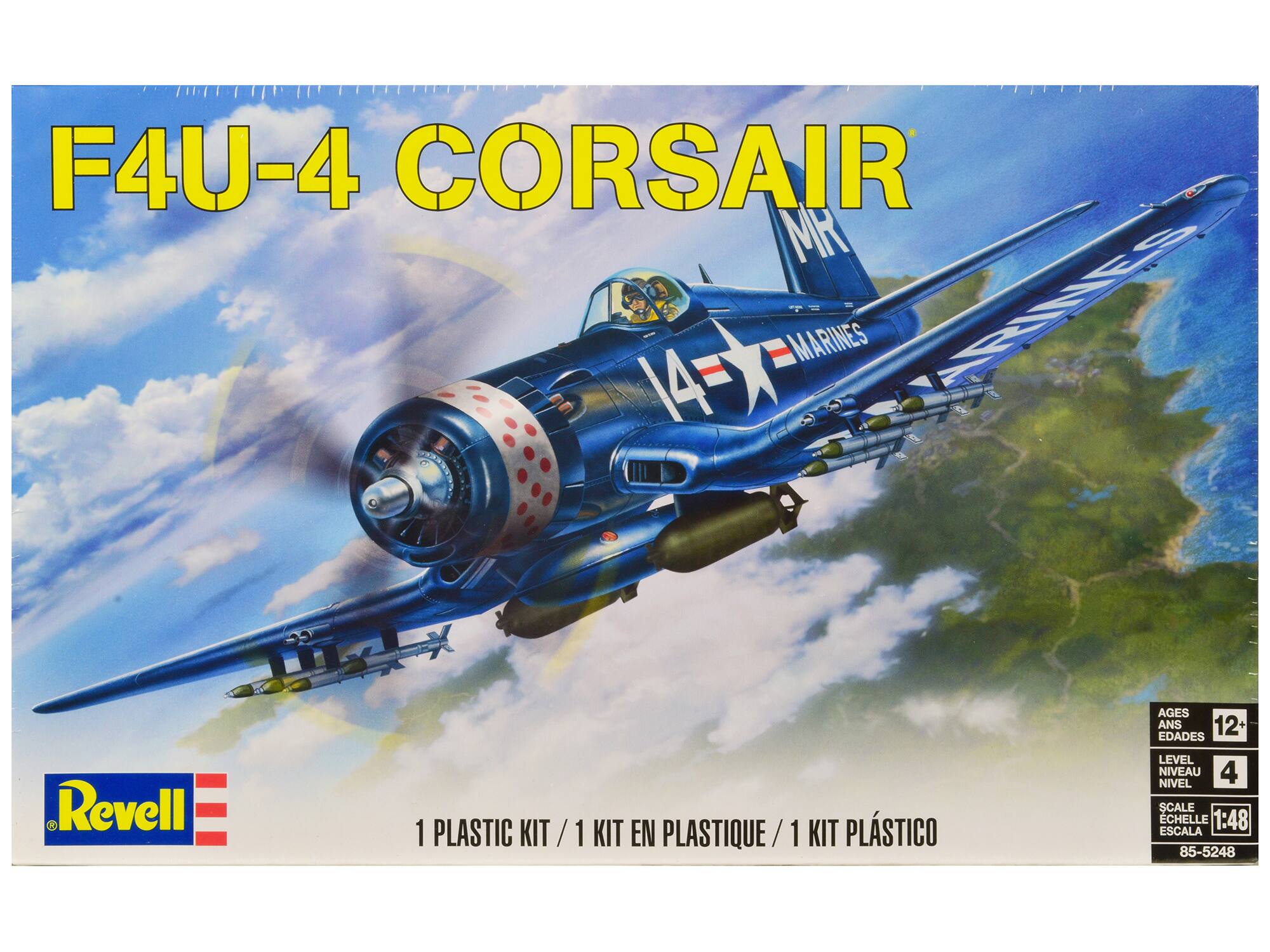 Level 4 Model Kit Vought F4U-4 Corsair Fighter Aircraft 1/48 Scale Model by Revell - Green