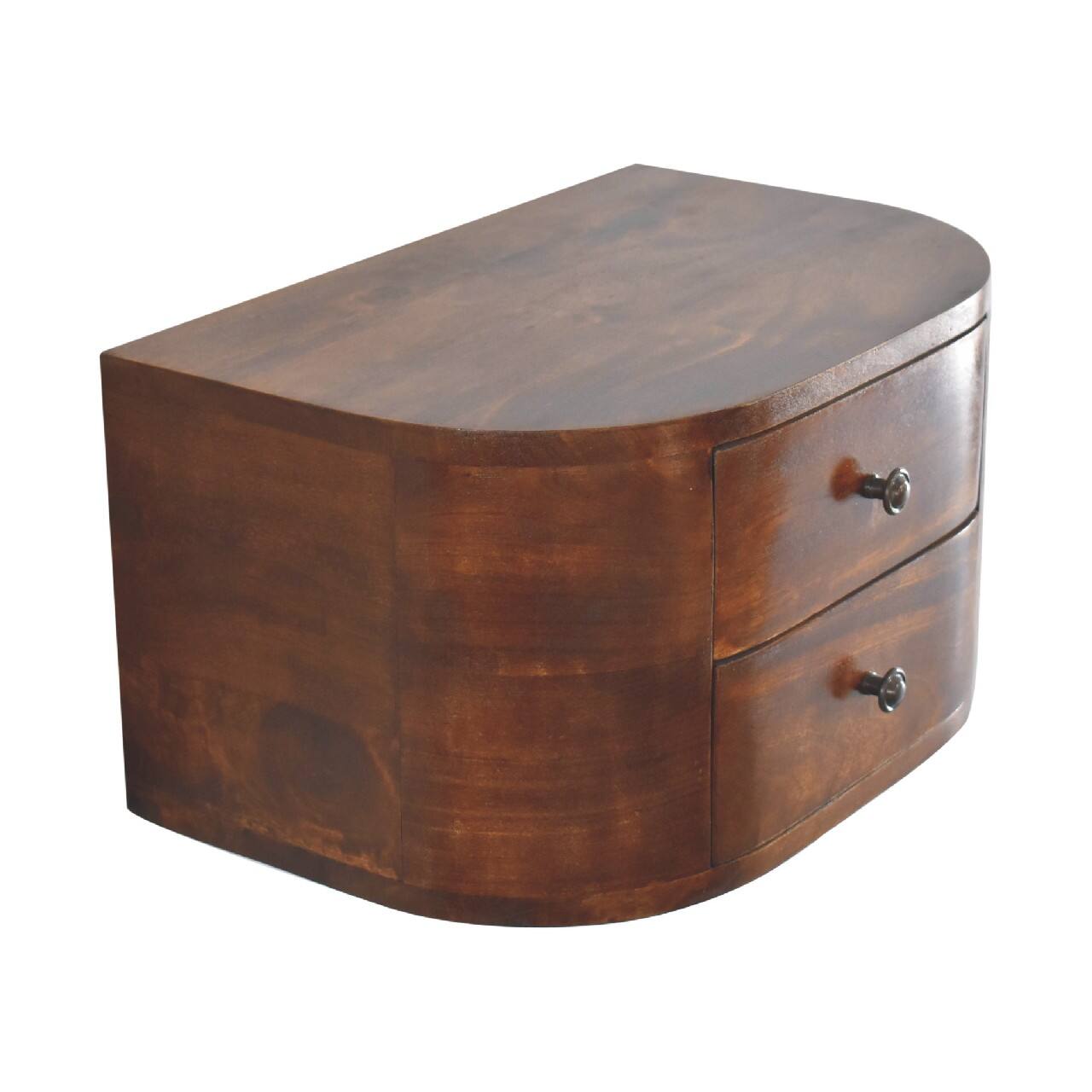 Alt View 1. Artisan Furniture - Artisan Furniture Solid Wood Lunar 2 Drawer Floating Nightstand, Darkk Brown - Chestnut.