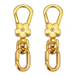 Unique Bargains - 2pcs Metal Keychain Clip Swivel Lobster Claw Clasp Quick Release Oval Key Ring Detachable for Crafts Bag Lanyard - Gold