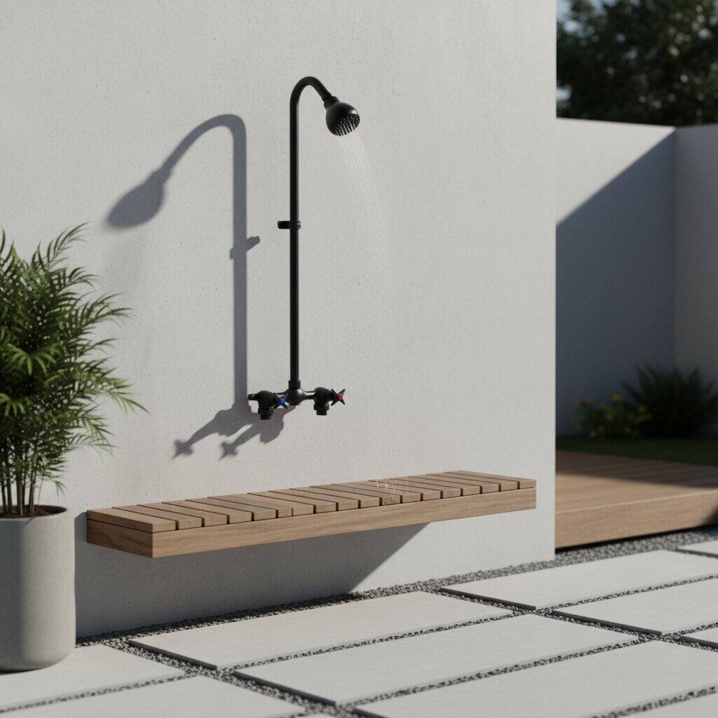 Alt View 3. Dazzed Corner - Outdoor Shower Kit Fixtures Faucet System - Matte Black.