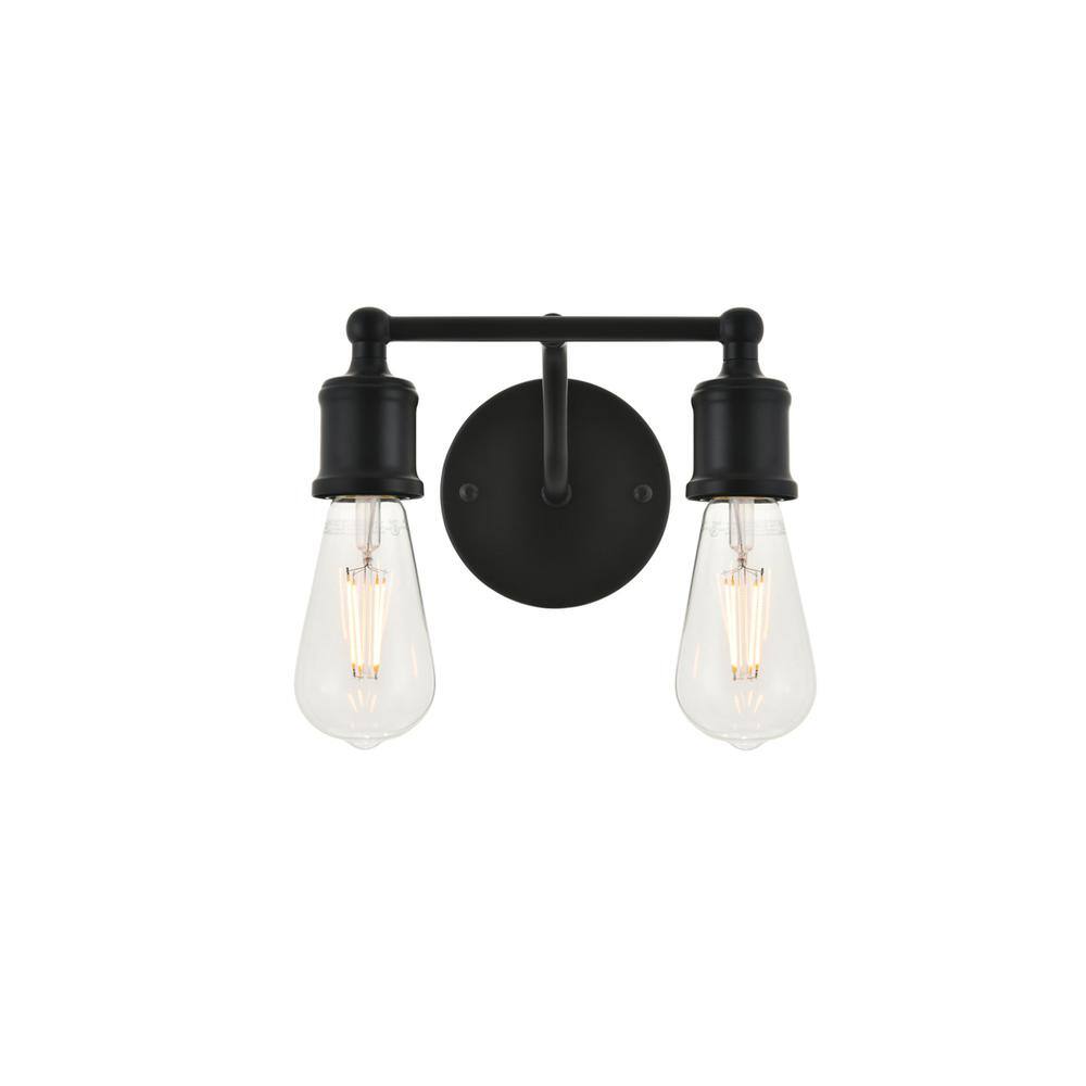 Alt View 9. Living District - Serif 2 light black Wall Sconce - Black.