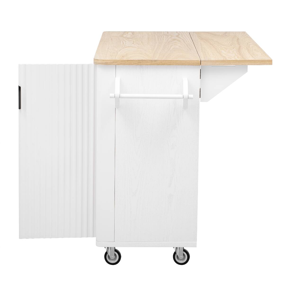 Alt View 6. Loheer - Loheer 51" Farmhouse Kitchen Island with Drop Leaf, White Ash - White.