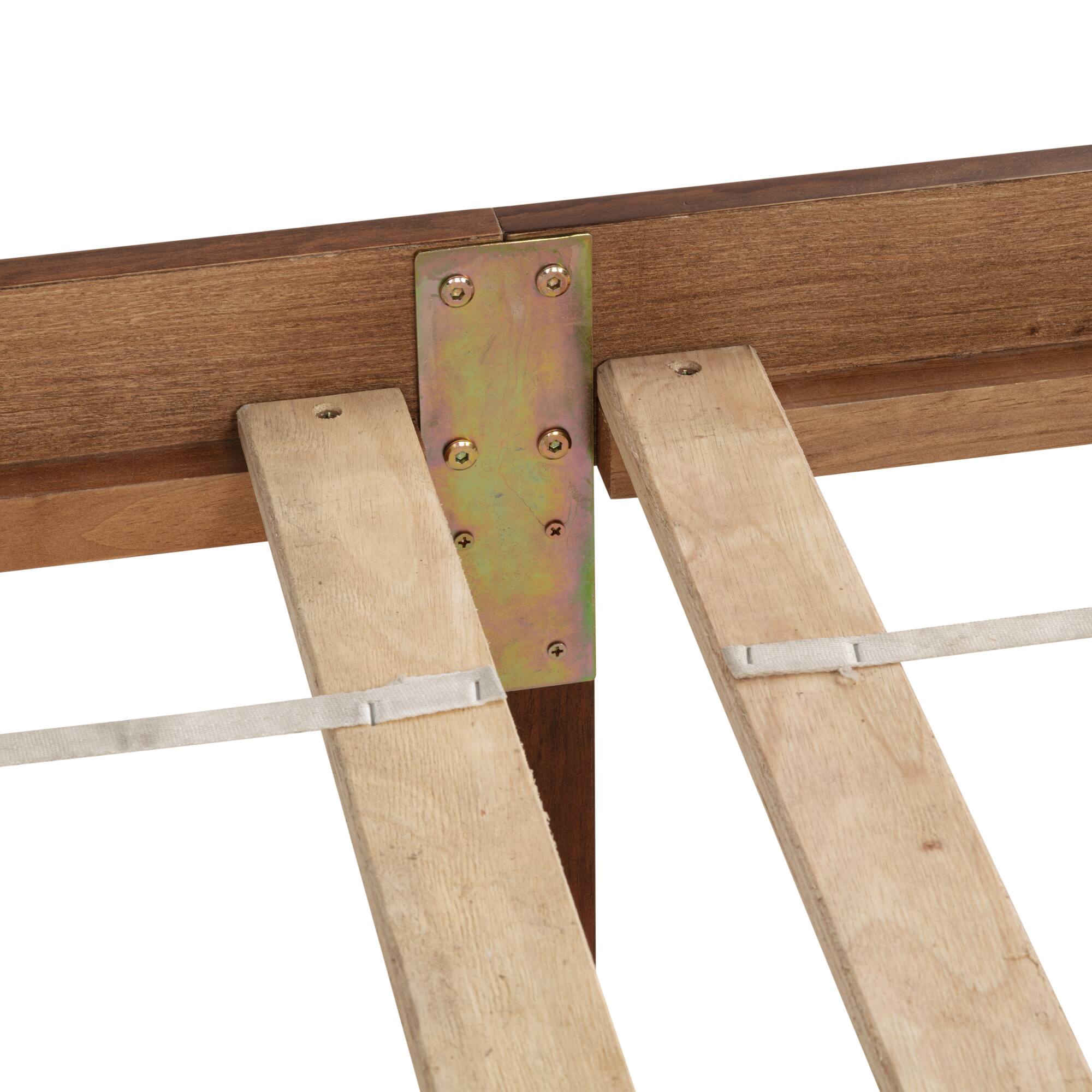 Alt View 1. GOODSILO - Queen Size Wooden Bed with Upholstered Headboard and Panel Footboard Featuring Platform Support Feet - Walnut.