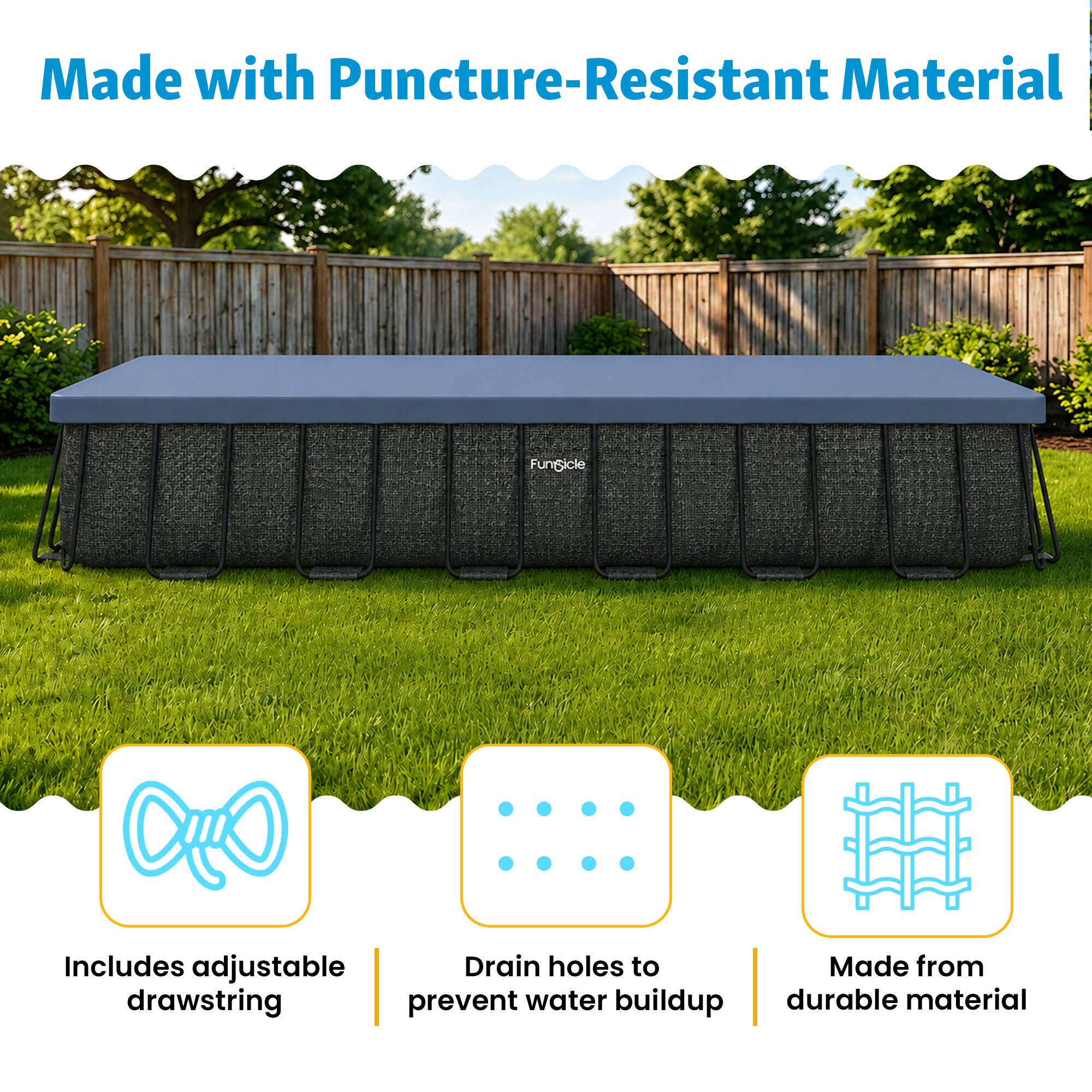Made with Puncture-Resistant Material

Includes adjustable drawstring

Drain holes to prevent water buildup

Made from durable material