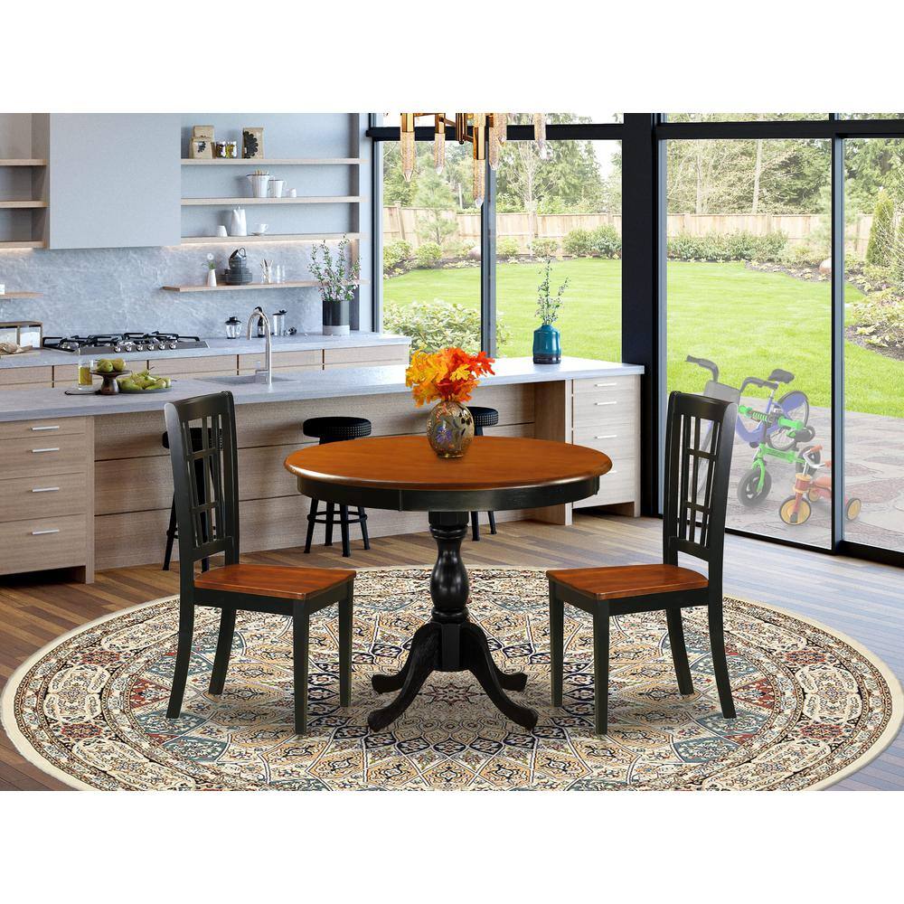 Angle. East West Furniture - East West Furniture 3-Piece Modern Dining Table Set Contains a Dining Room Table and 2 Dining Chairs with Slatted Back - Multi-Color.