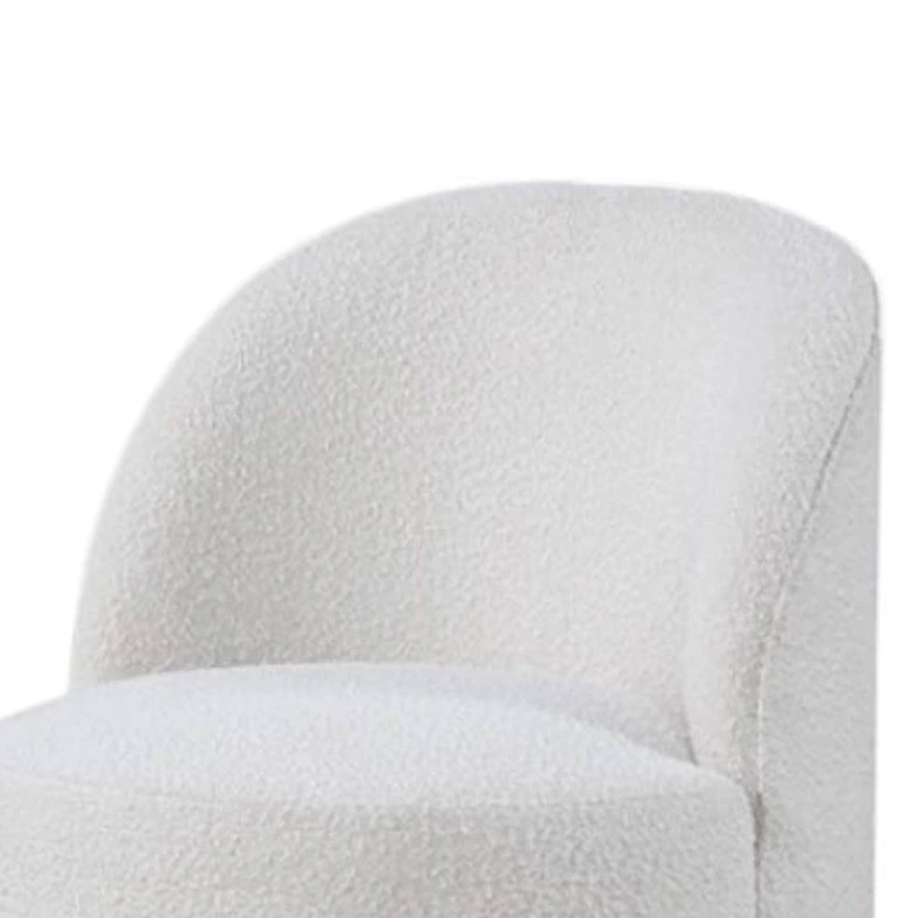 Alt View 2. Manhattan Lane - Ager Side Dining Swivel Chair, Curved Barrel Style, White Boucle Chenille - White.