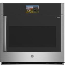 GE Profile - 30" Smart Built-In Single Electric True European Convection Wall Oven with Air Fry and Right-Hand Side-Swing Door - Stainless Steel