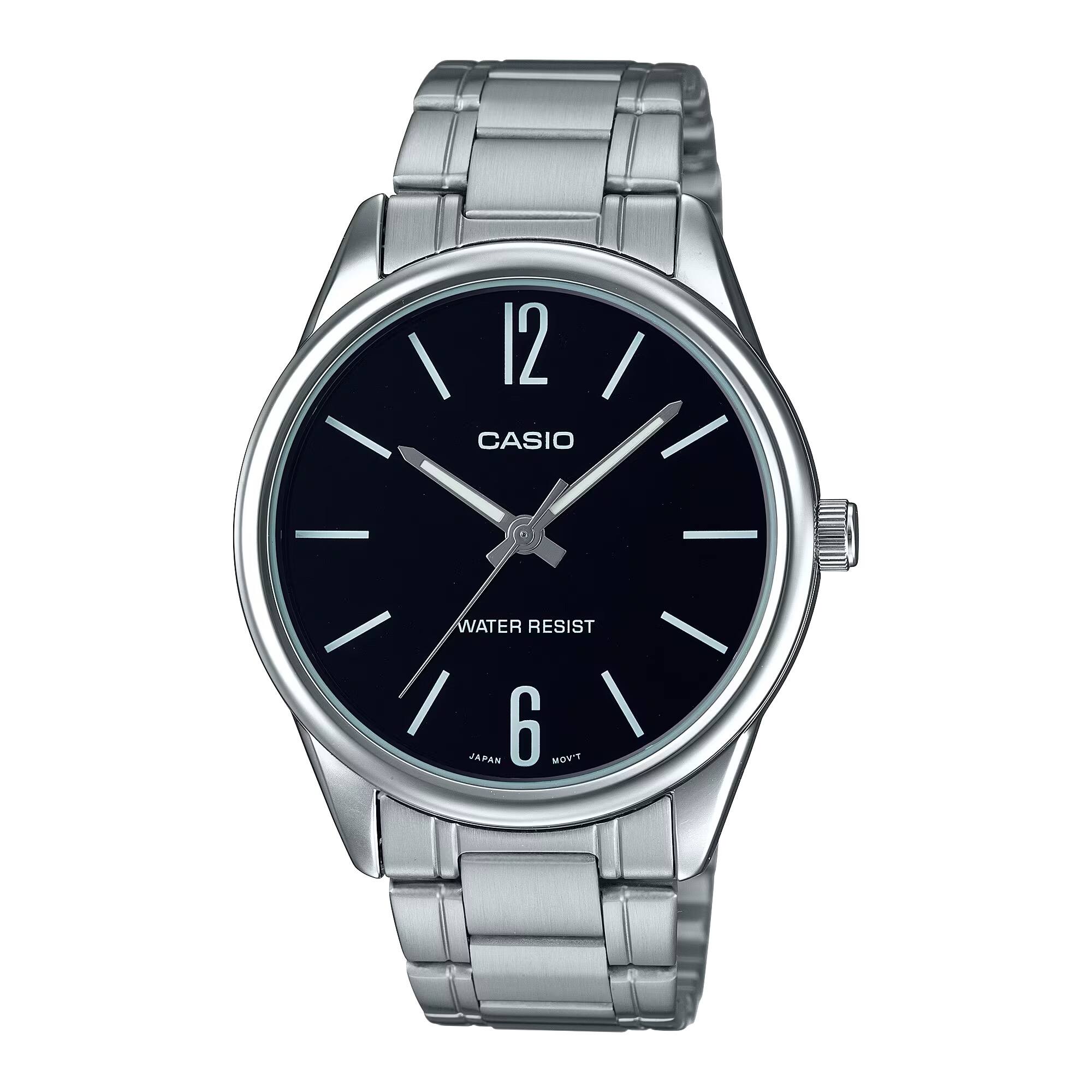 Casio - Men’s Analog Watch with Black Dial - MTP-V005D-1B - Silver