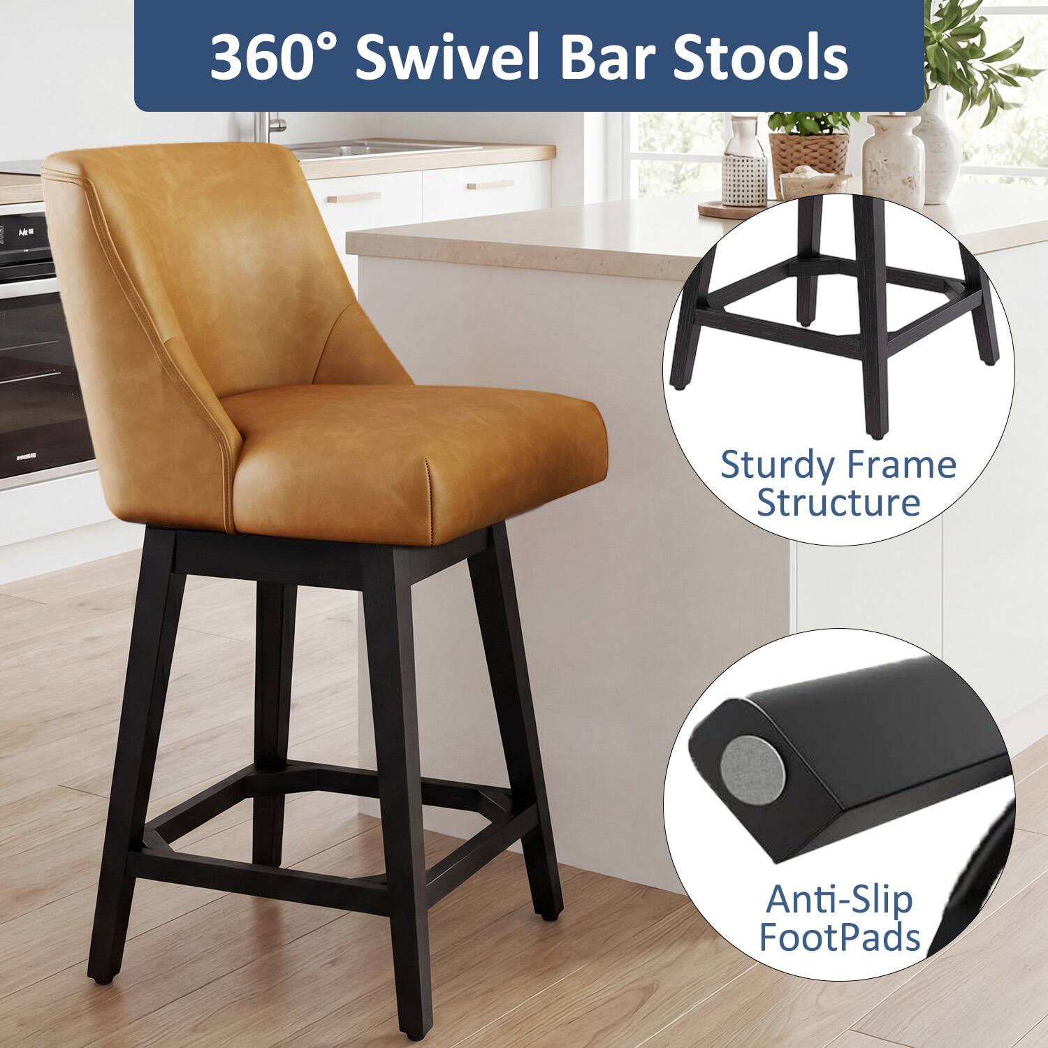 360° Swivel Bar Stools

- Sturdy Frame Structure
- Anti-Slip FootPads