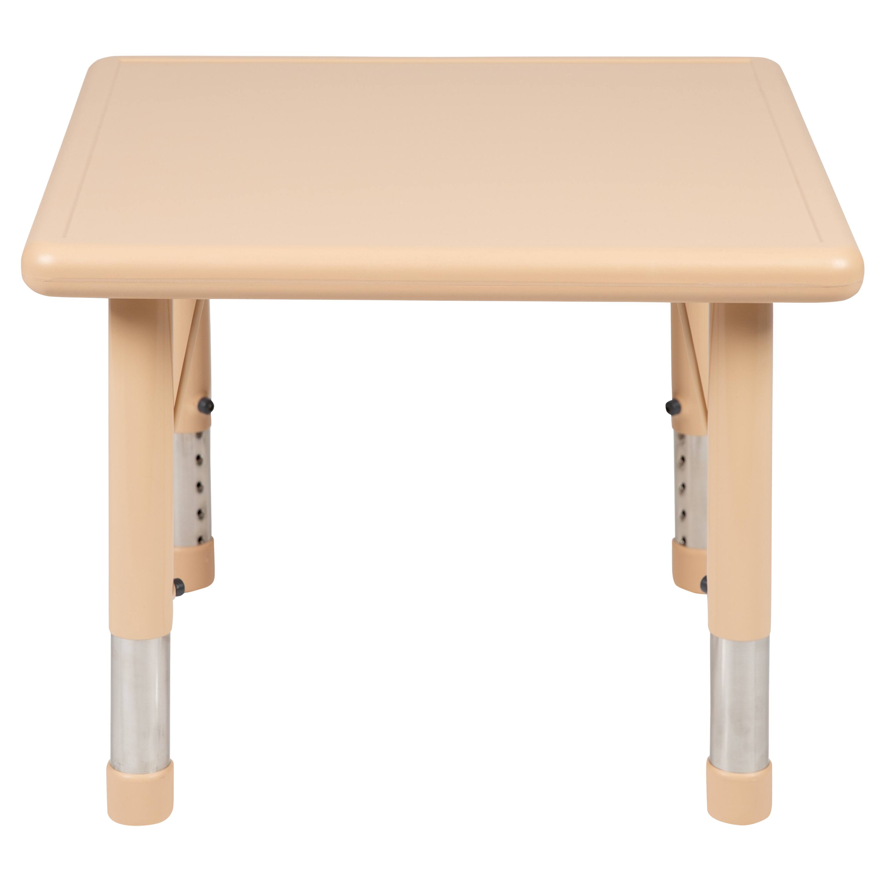 Alt View 5. Emma + Oliver - 24" Square Plastic Height Adjustable Activity Table - Natural.